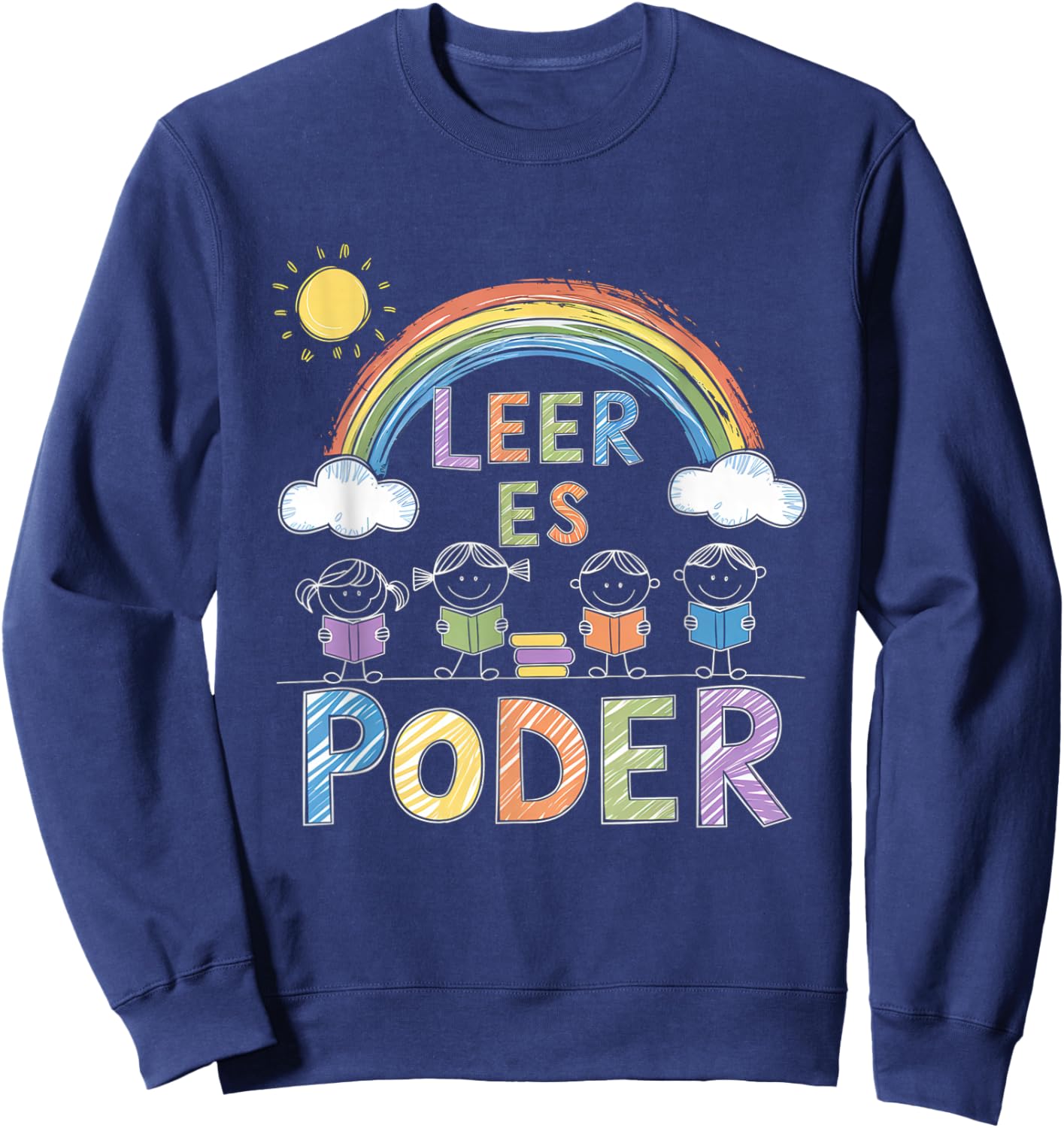 Leer ES Poder Mexico Reading Floral Hispanic Heritage Sweatshirt - Sweatshirt | Navy