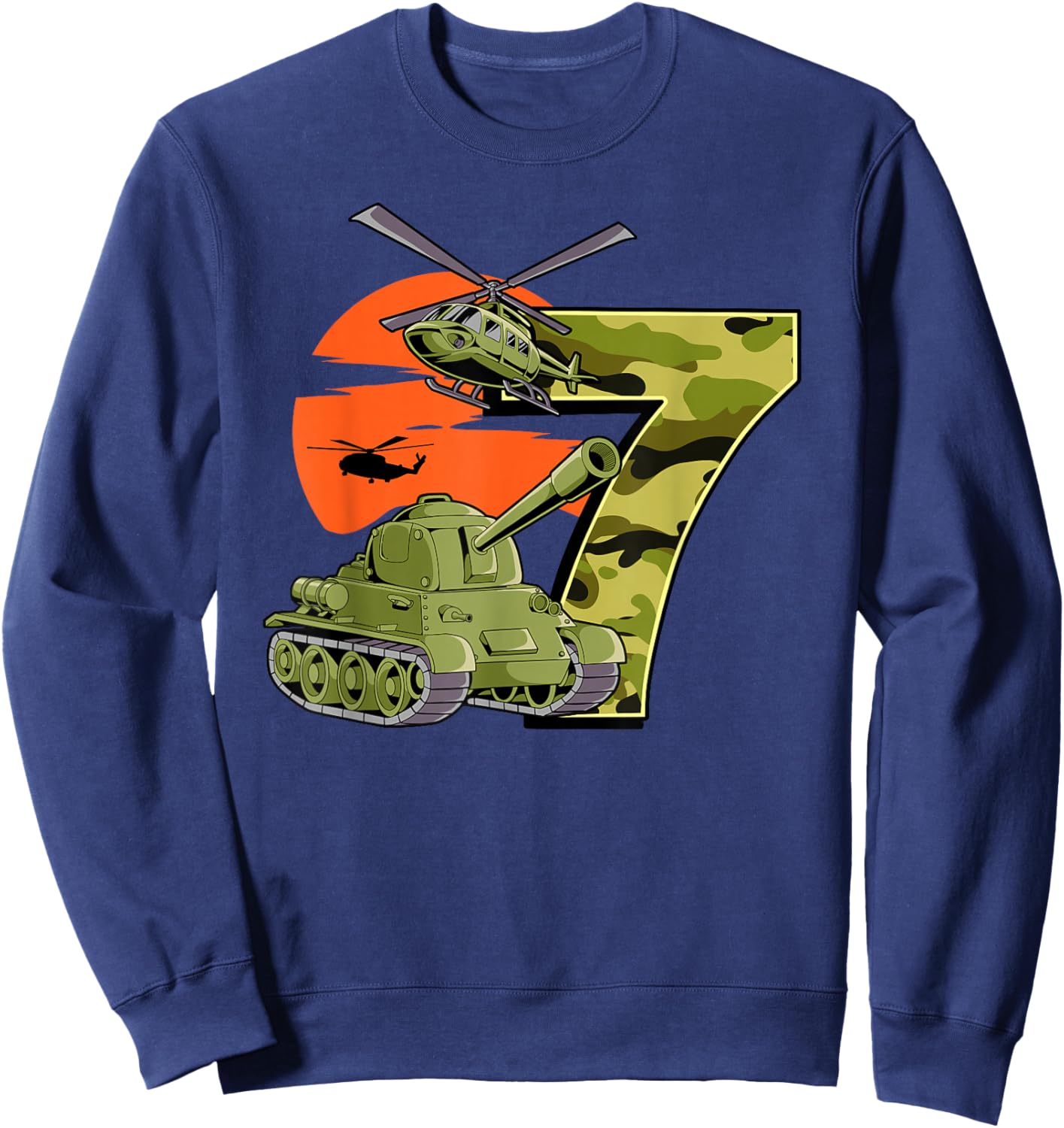 7th Birthday Army Sweatshirt - Sweatshirt | Navy