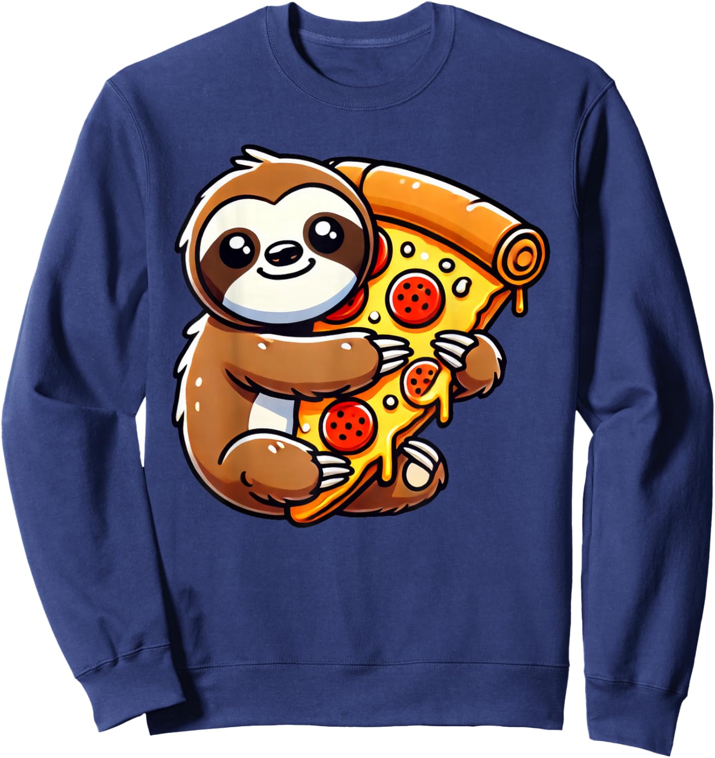 Cute Sloth Holding A Pizza Slice Sweatshirt - Sweatshirt | Navy