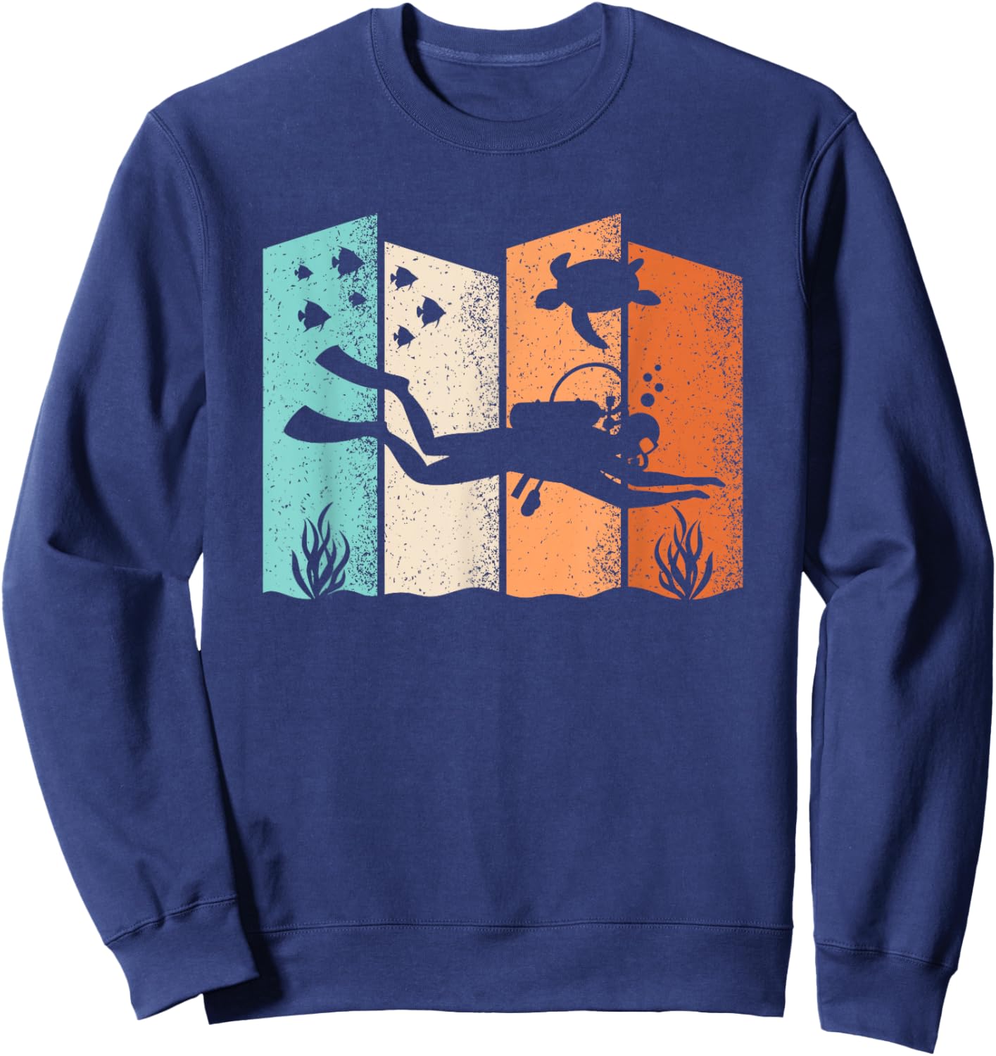 Retro Diving Graphic Dive Diver Men Women Kids Sweatshirt - Sweatshirt | Navy