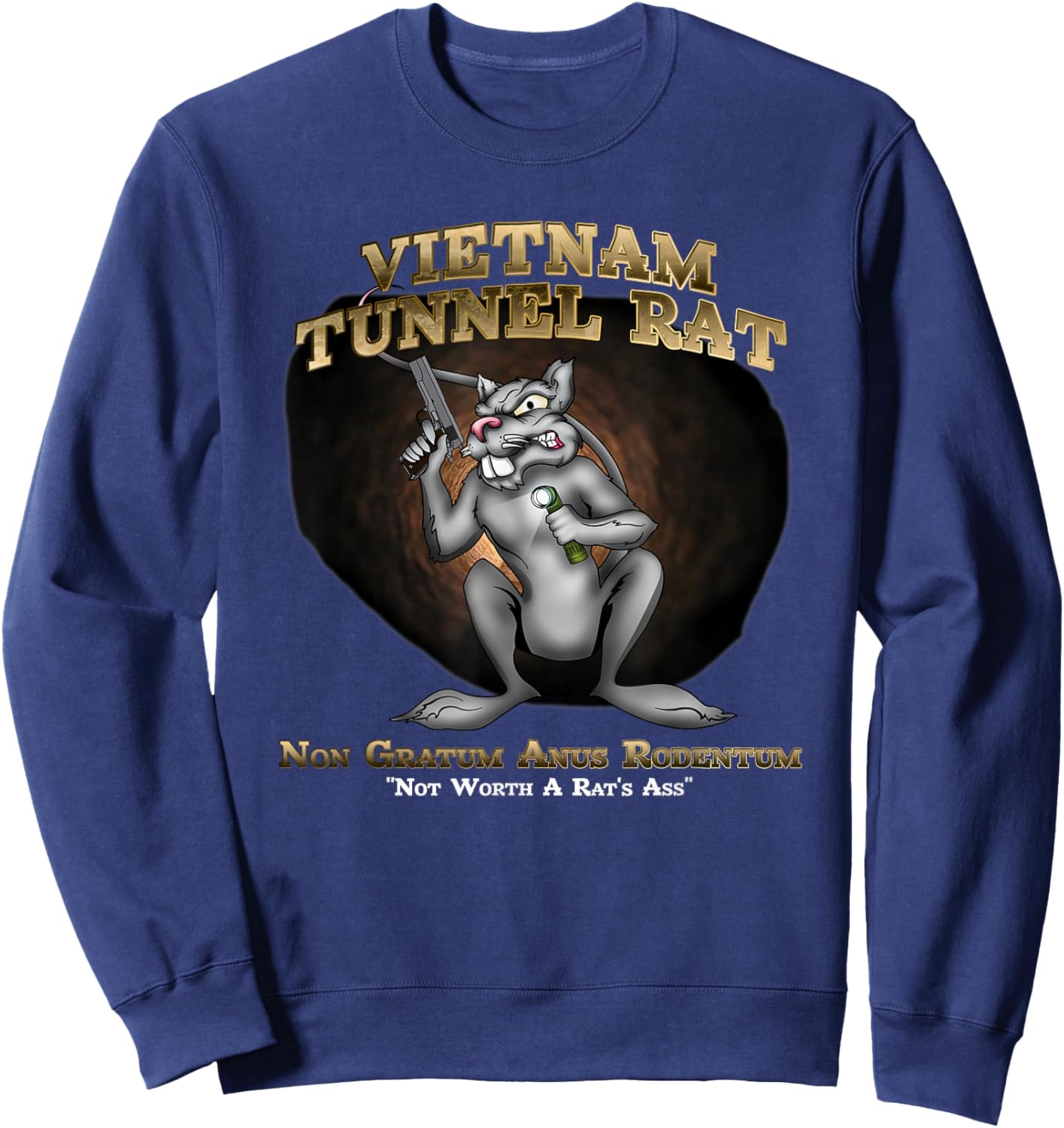 MEDALS OF AMERICA EST. 1976 Vietnam Tunnel Rat -Adults Black Polyester 100% Short Sleeve Classic Fit Small Sweatshirt - Sweatshirt | Navy
