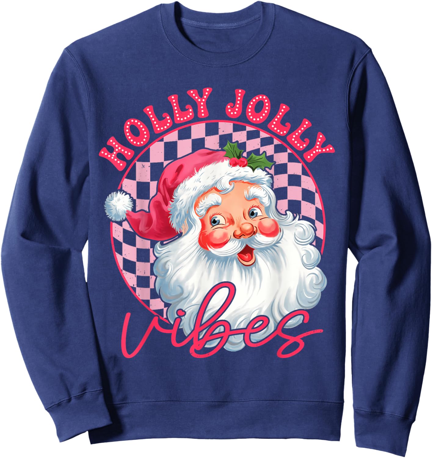 Groovy Cute Santa Claus Christmas Vibes Xmas Women Girl Kids Sweatshirt - Sweatshirt | Navy