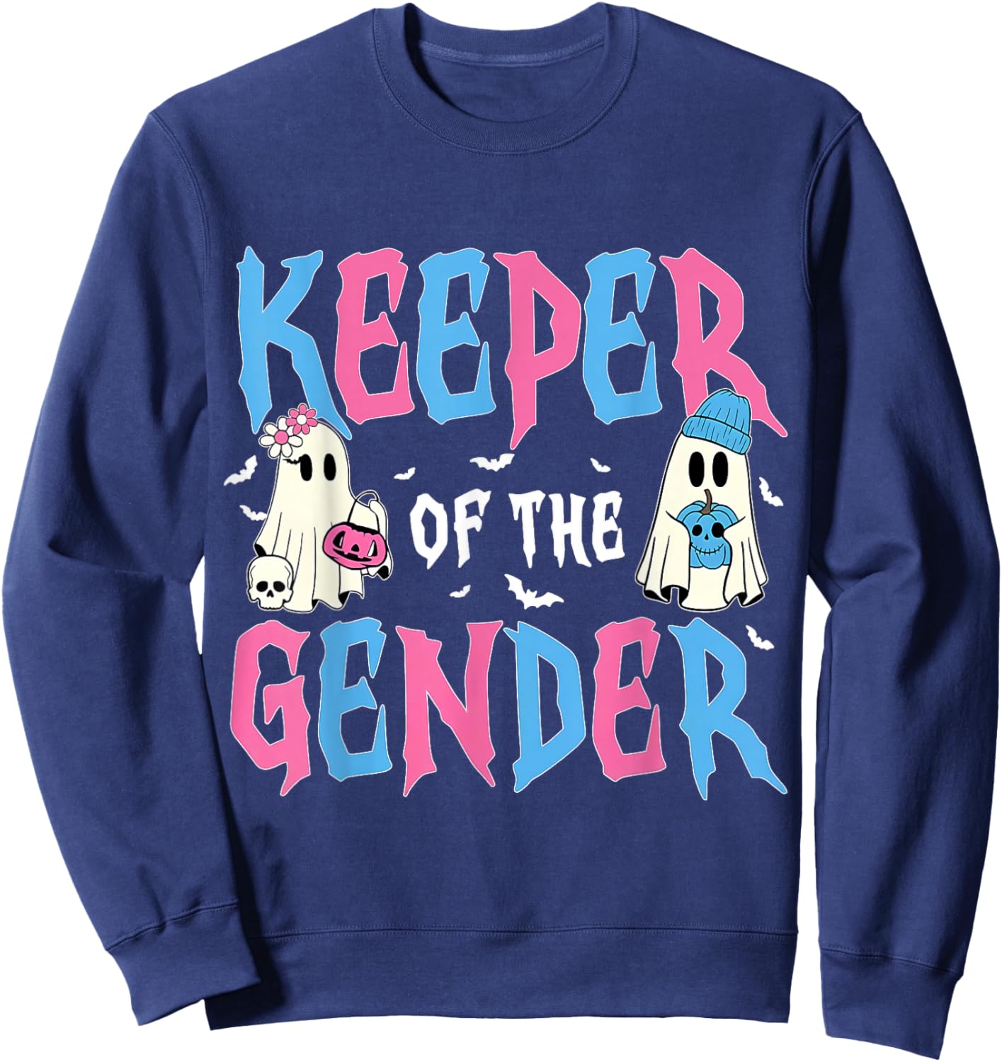 Keeper of The Gender Pumpkin Halloween Baby Gender Reveal Sweatshirt - Sweatshirt | Navy
