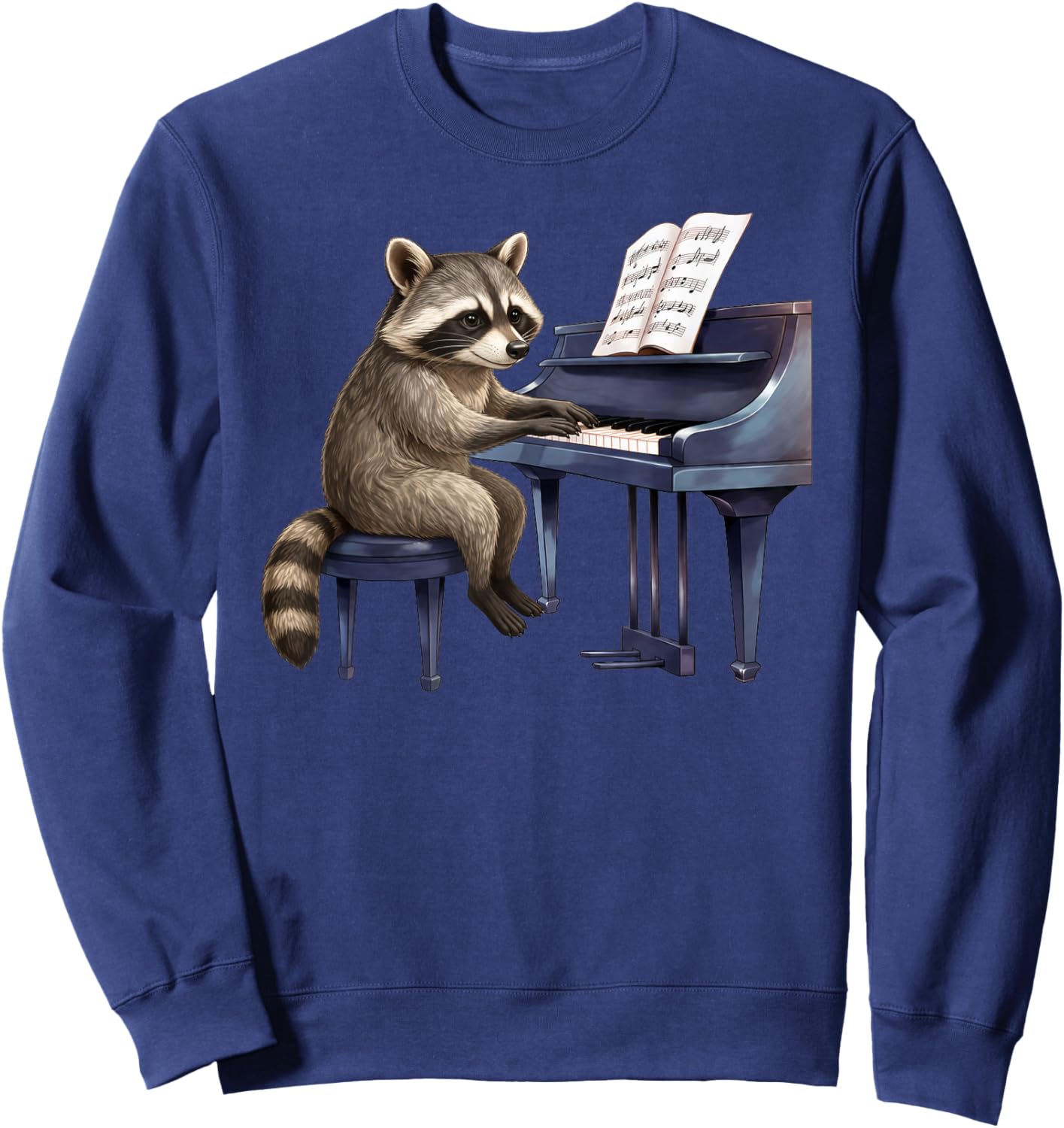 Cute Raccoon Playing Piano Musician Music Sweatshirt - Sweatshirt | Navy