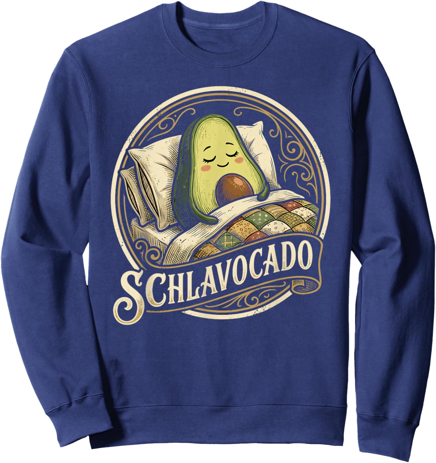 Schlavocado Avocado Sleep Tired Late Sleeper Word Game Sweatshirt - Sweatshirt | Navy