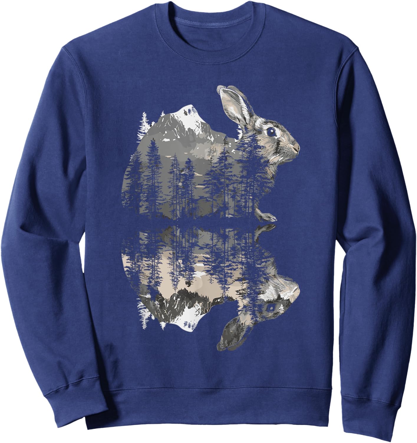 Rabbit Reflection Cute Bunny Nature Wildlife Sweatshirt - Sweatshirt | Navy