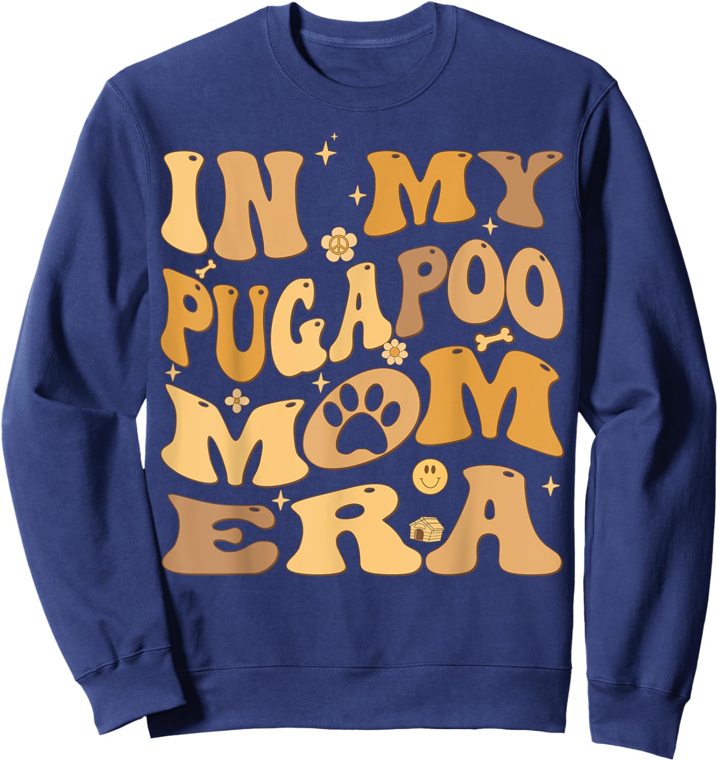 In My Pugapoo Mom Era Groovy Pugoodle Dog Women Kids Sweatshirt - Sweatshirt | Navy