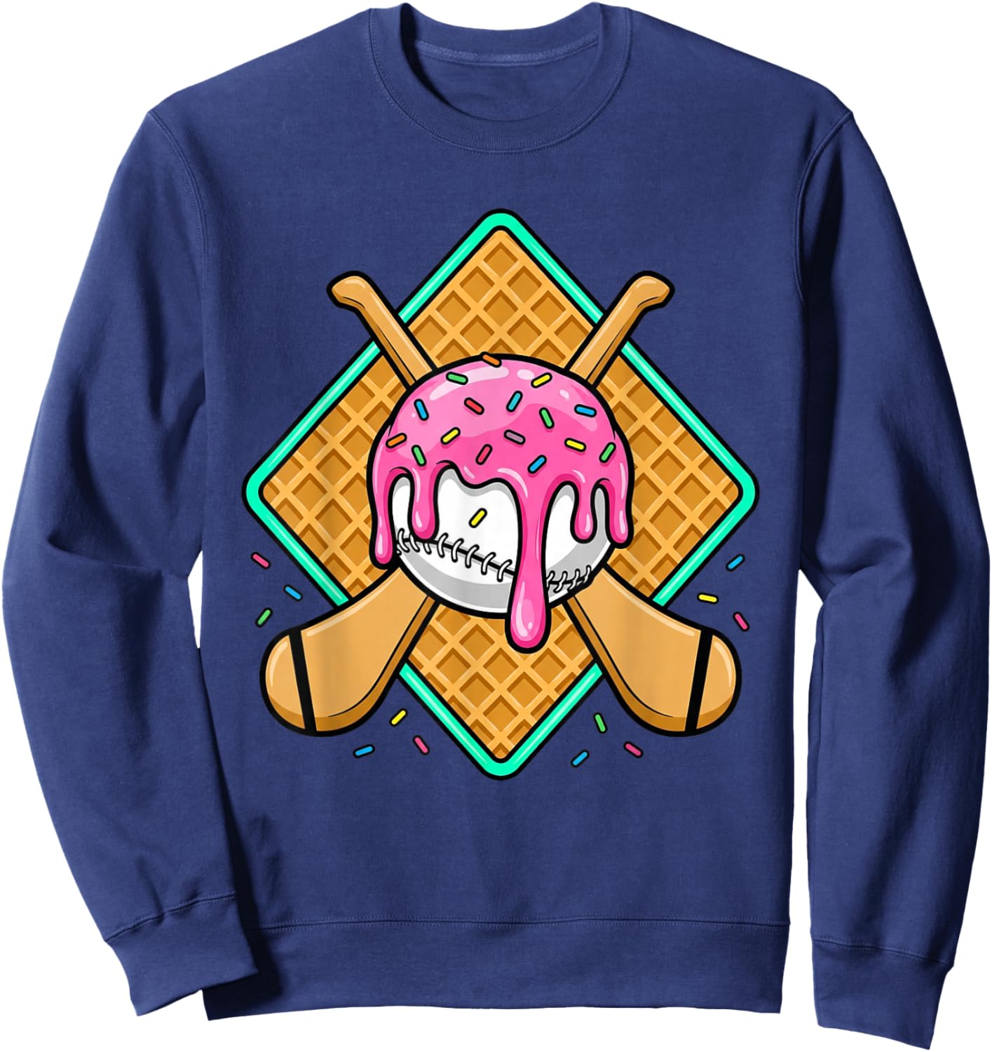 Hurling Player Ice Cream Drip Boys Kids Hurling Dripping Sweatshirt - Sweatshirt | Navy