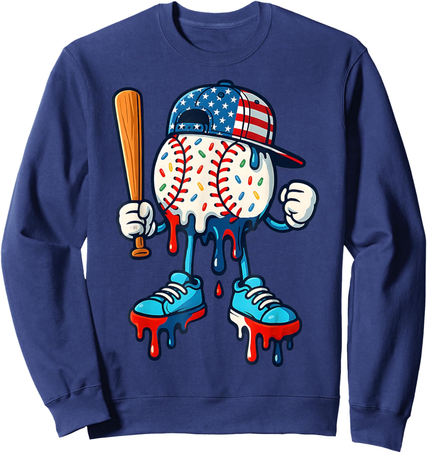 Baseball Life Style Apparel Youth Baseball Drip Ice Cream Sweatshirt - Sweatshirt | Navy