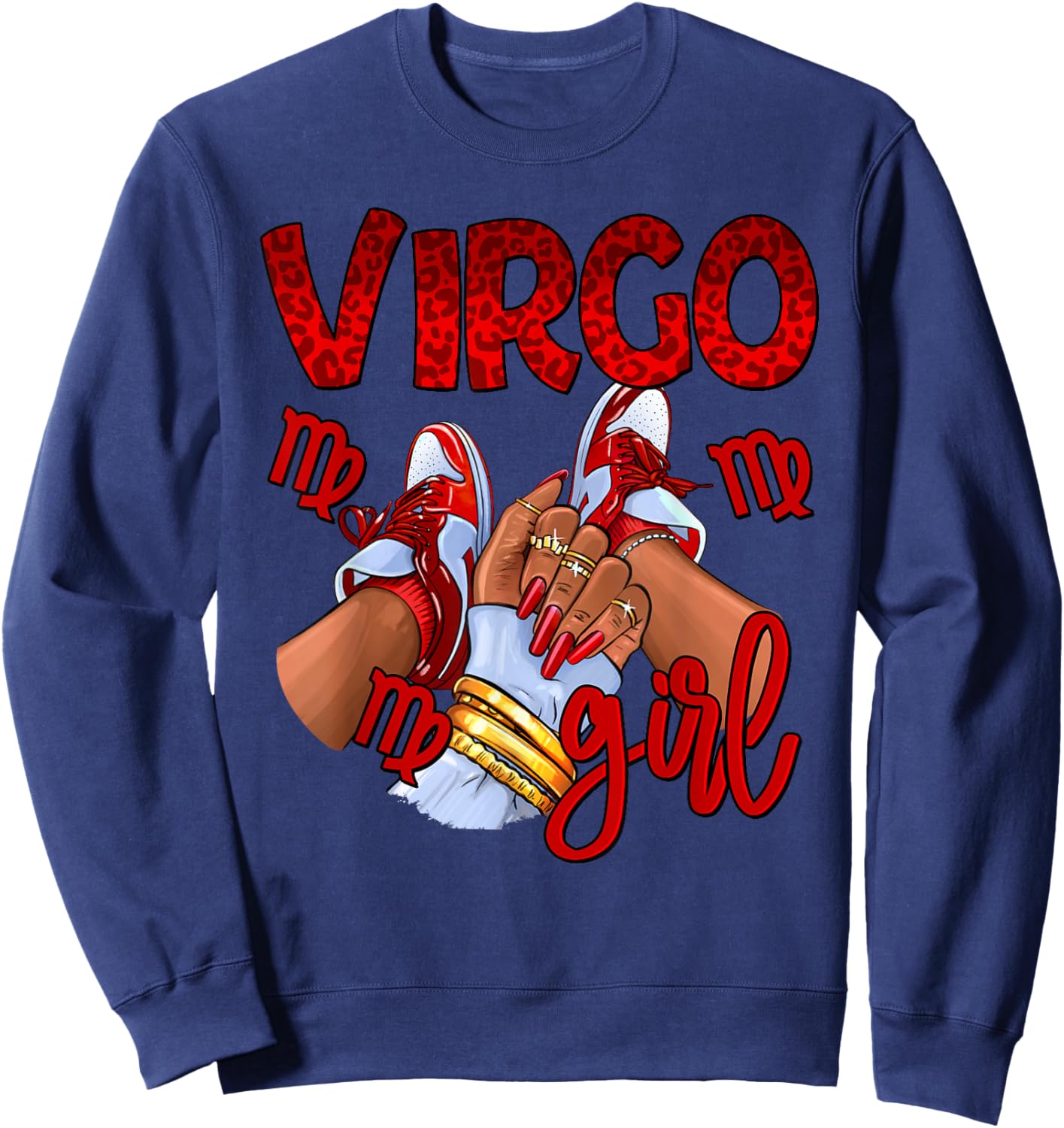 Virgo Girl Birthday Women Sneakers Zodiac Sign Bday Sweatshirt - Sweatshirt | Navy