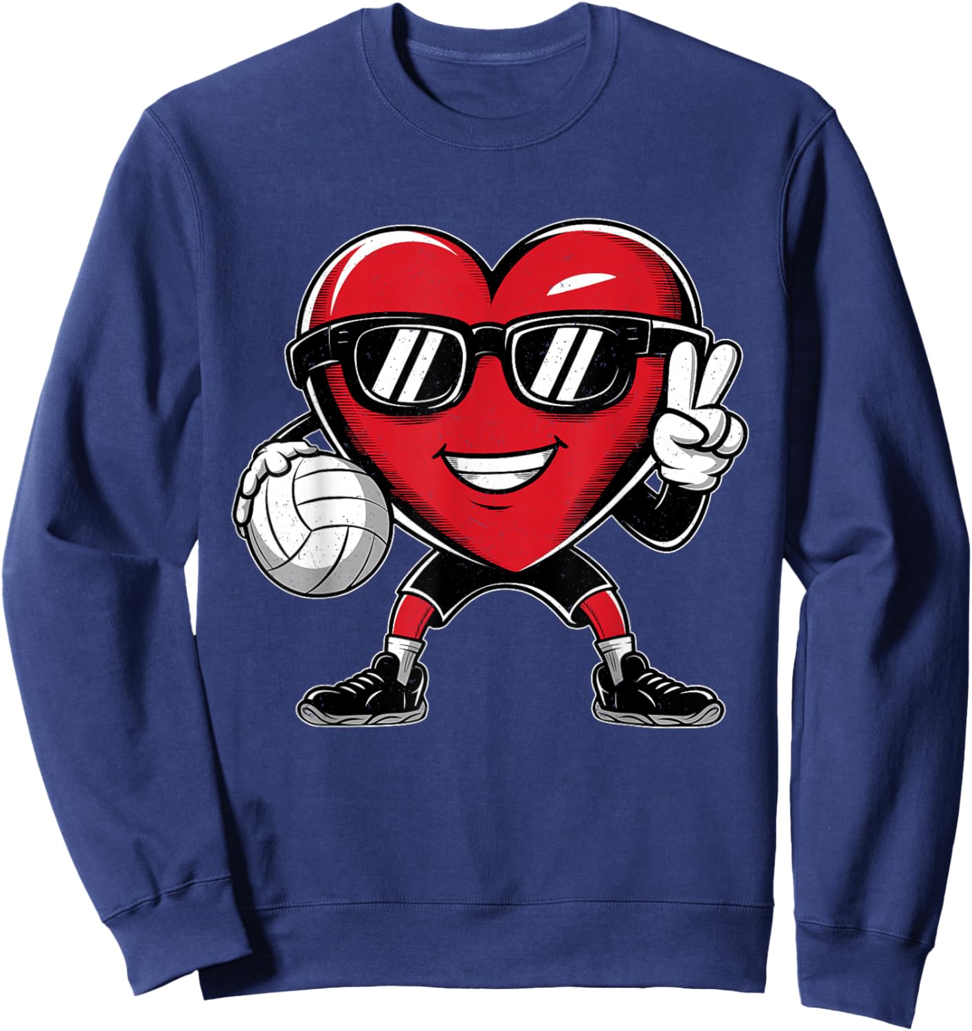 Heart Playing Volleyball Valentines Day Kids Boys Girls Sweatshirt - Sweatshirt | Navy