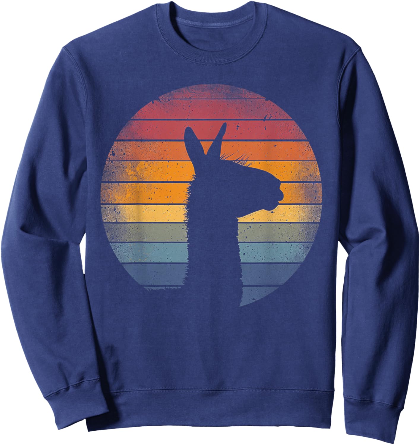 Llama Alpaca - Retro 70s 80s Graphic Vintage Men Women Kids Sweatshirt - Sweatshirt | Navy