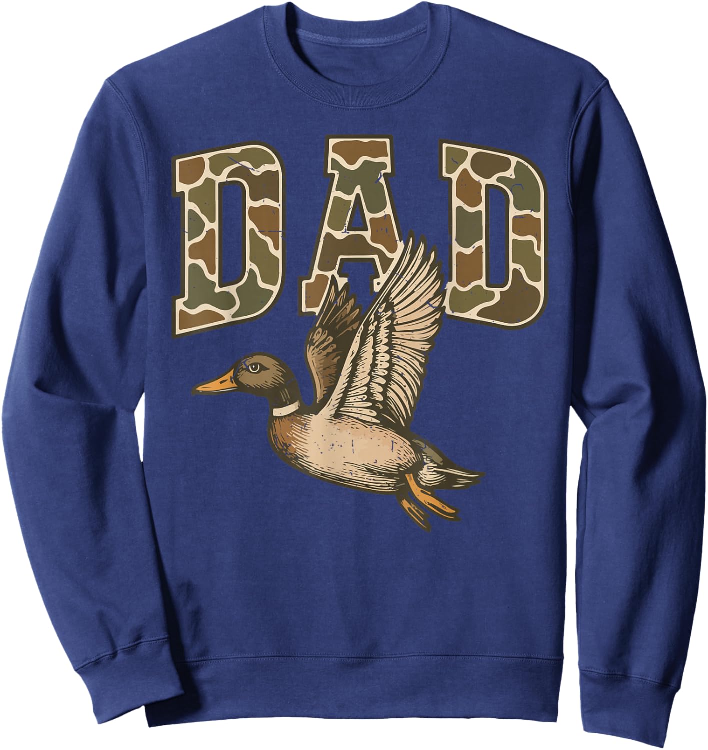 Men's Camouflage Dad Mallard Duck Hunting Camo Dog Hunting Sweatshirt - Sweatshirt | Navy