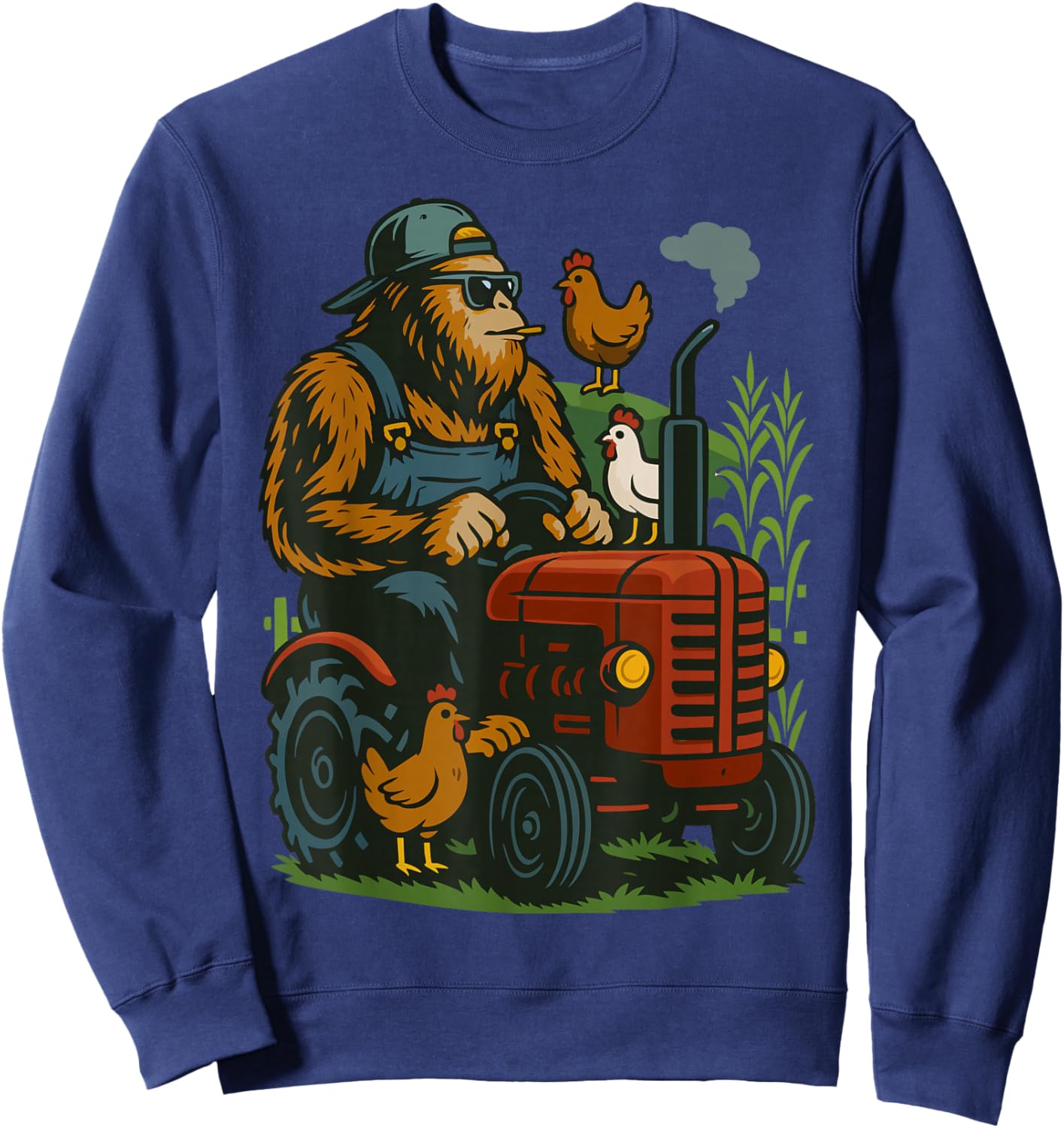Funny Bigfoot Farmer Tractor Farming Farm Men Boys Sweatshirt - Sweatshirt | Navy