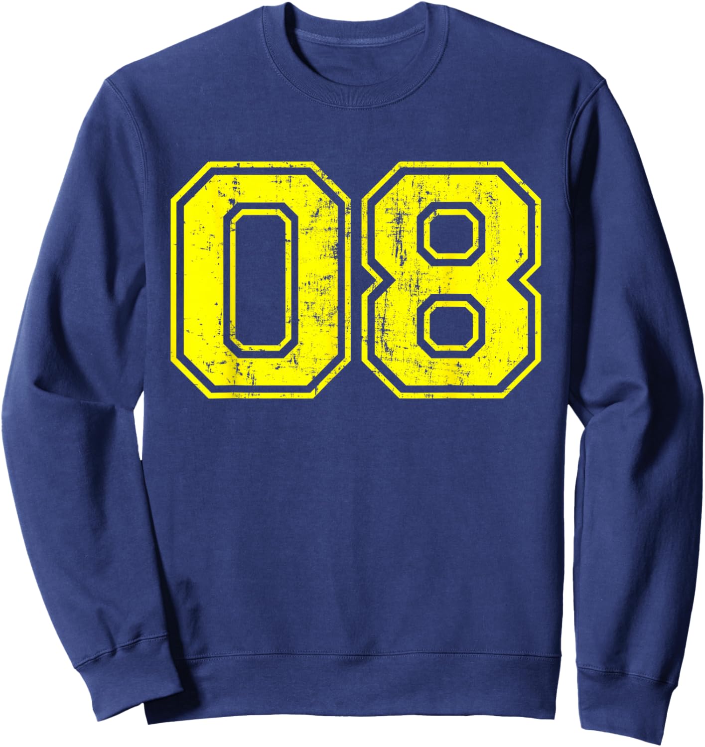 Number 08 Eight Varsity Distressed Vintage Sport Team Player Sweatshirt - Sweatshirt | Navy