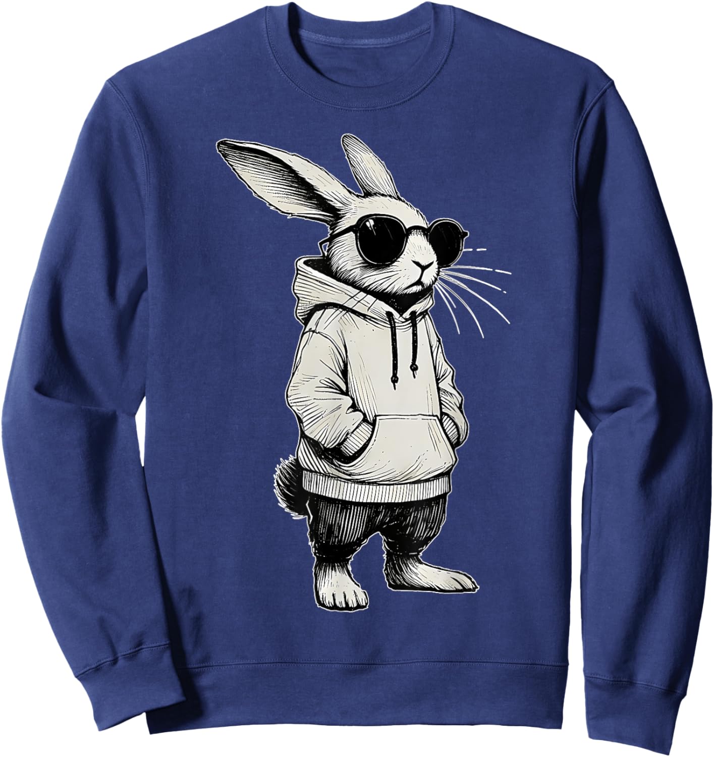 Bunny Face With Sunglasses Easter Day for Boys Men Kids Sweatshirt - Sweatshirt | Navy