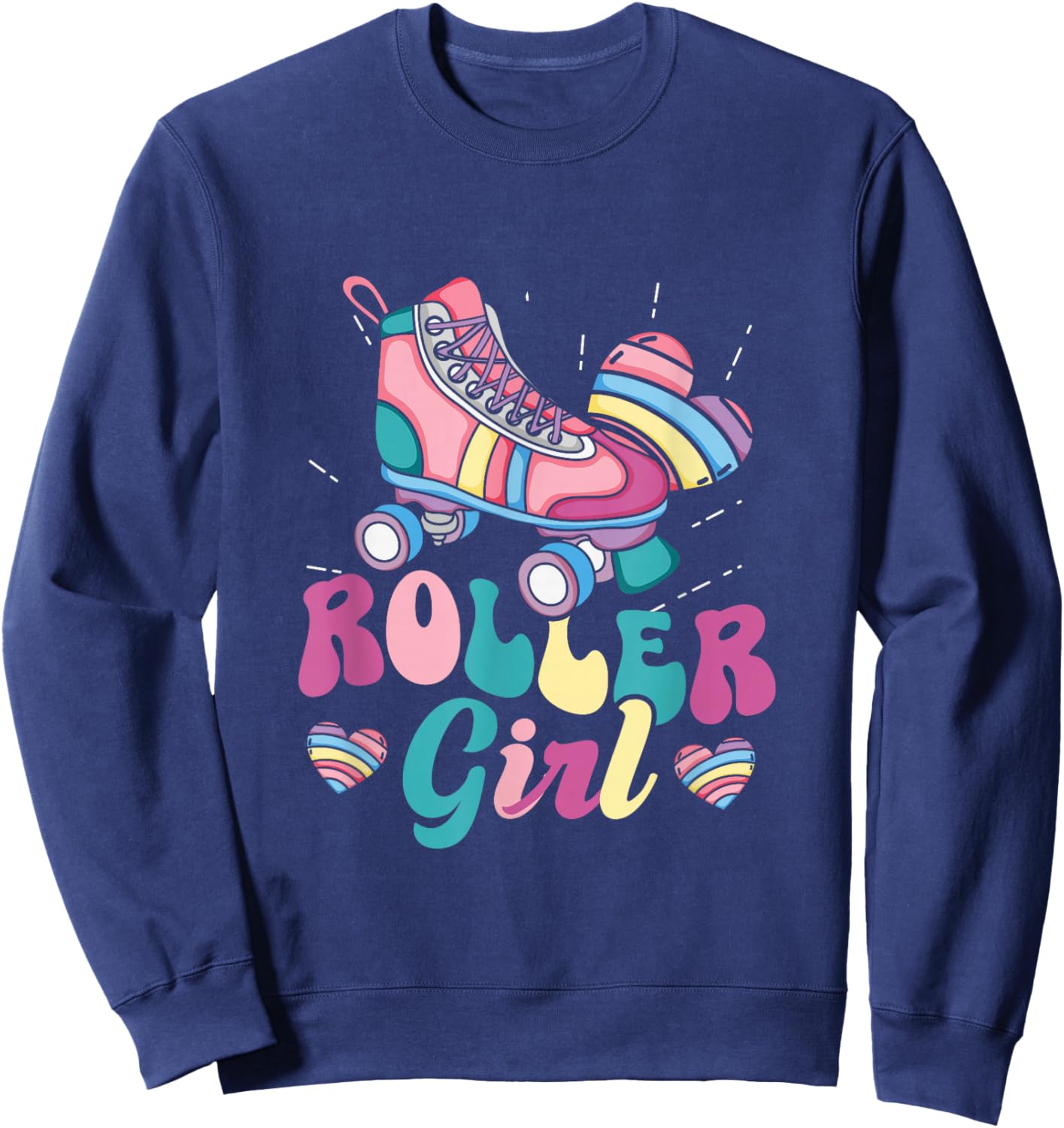 Roller Girl Skater Skating Retro Vintage 70s 80s 90s Skates Sweatshirt - Sweatshirt | Navy