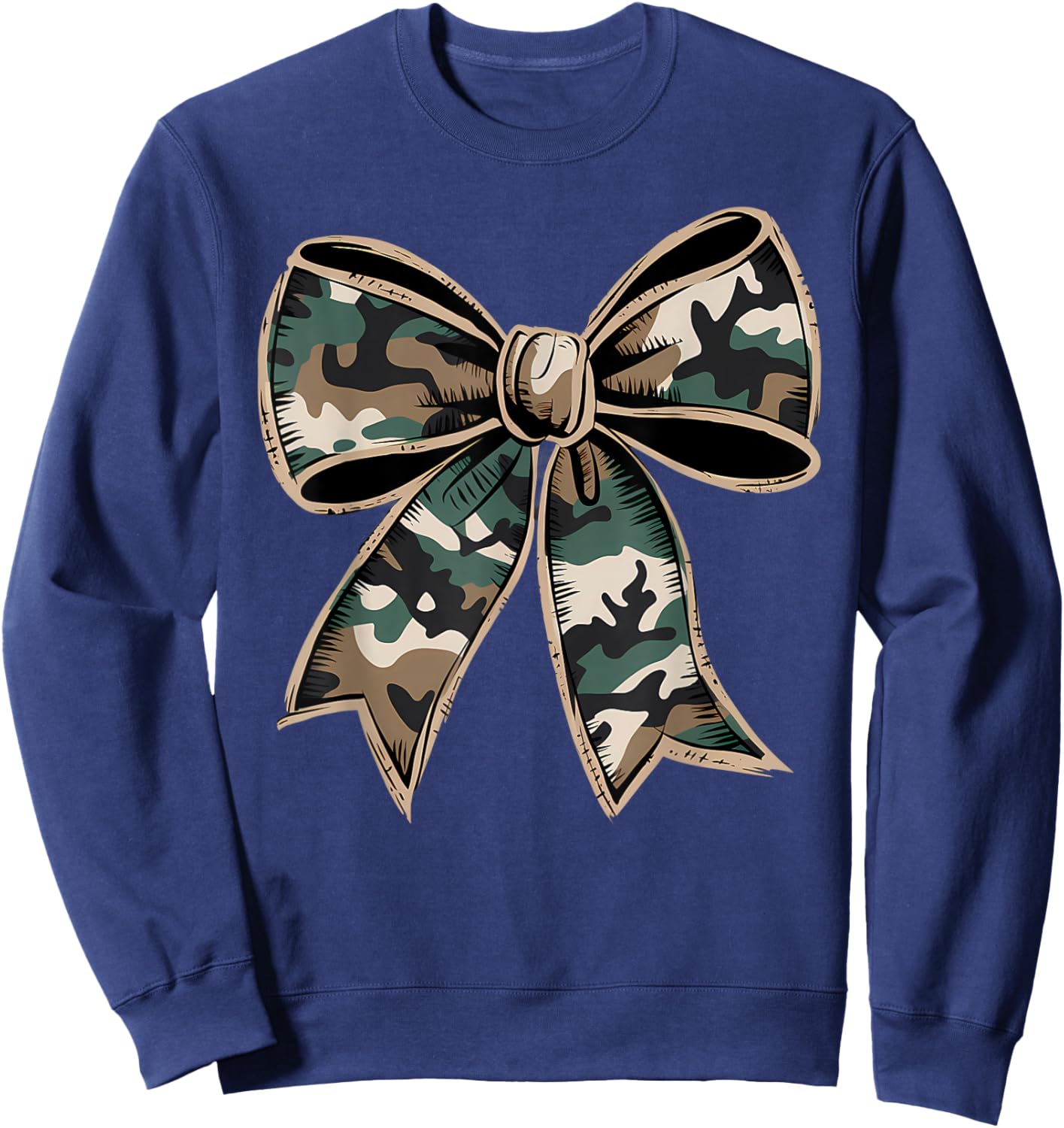 Camouflage Old Camo Bow Camo Coquette Bow Hunting Women Girl Sweatshirt - Sweatshirt | Navy