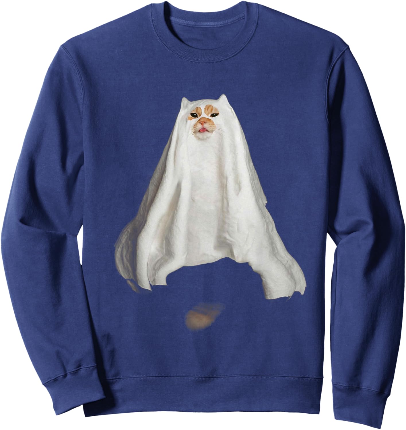 Ghost Cat Meme Funny Halloween Men Women Kids Sweatshirt - Sweatshirt | Navy