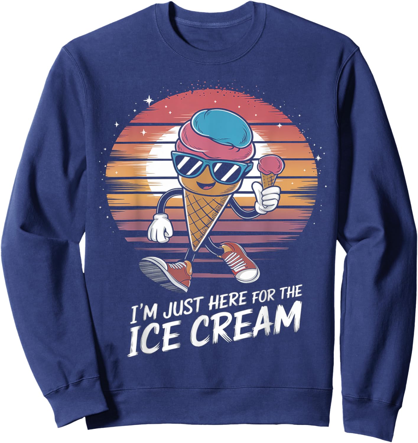 I'm Just Here For The Free Ice Cream Vintage Kids Men Sweatshirt - Sweatshirt | Navy