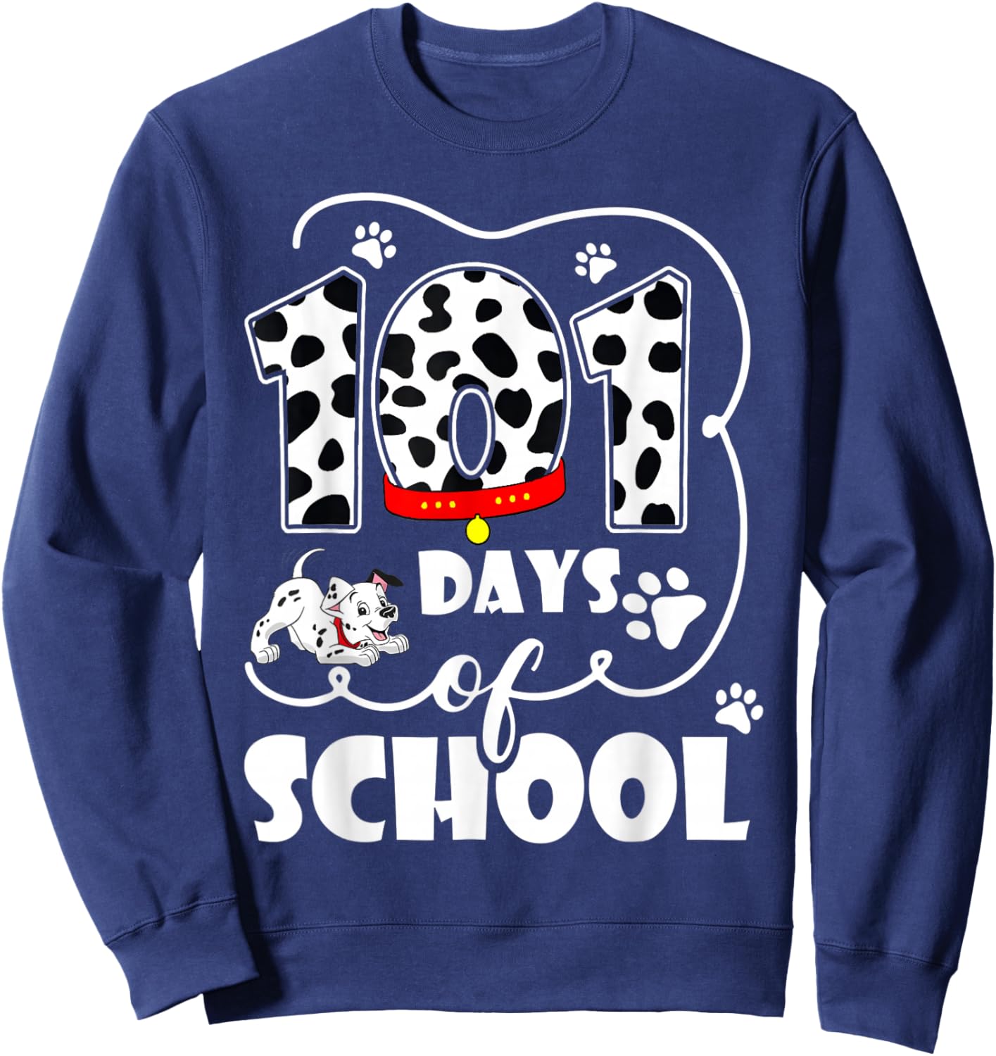 Happy 101 Days School Cute Dog Lover 100 Days Student Kids Sweatshirt - Sweatshirt | Navy