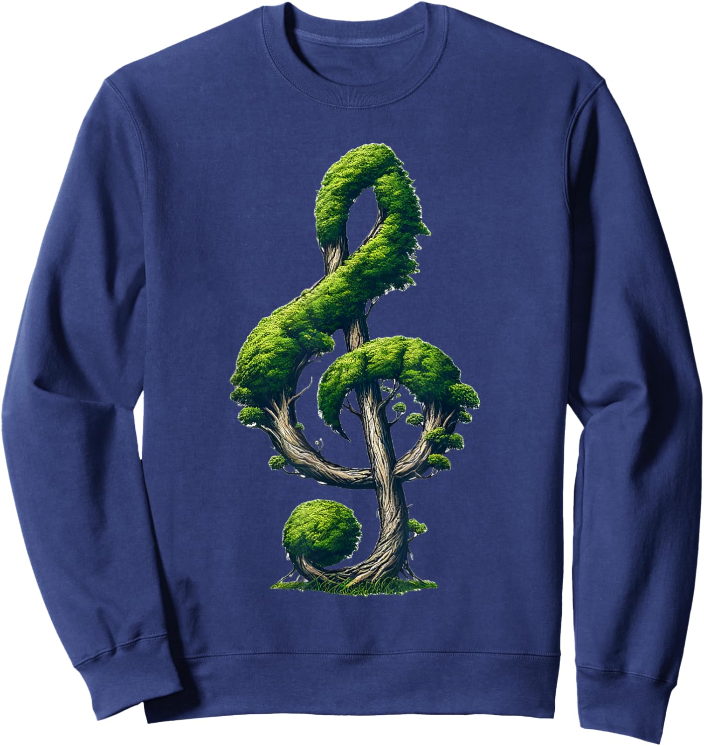 Tree Treble Clef Musical Note Music Nature Sweatshirt - Sweatshirt | Navy