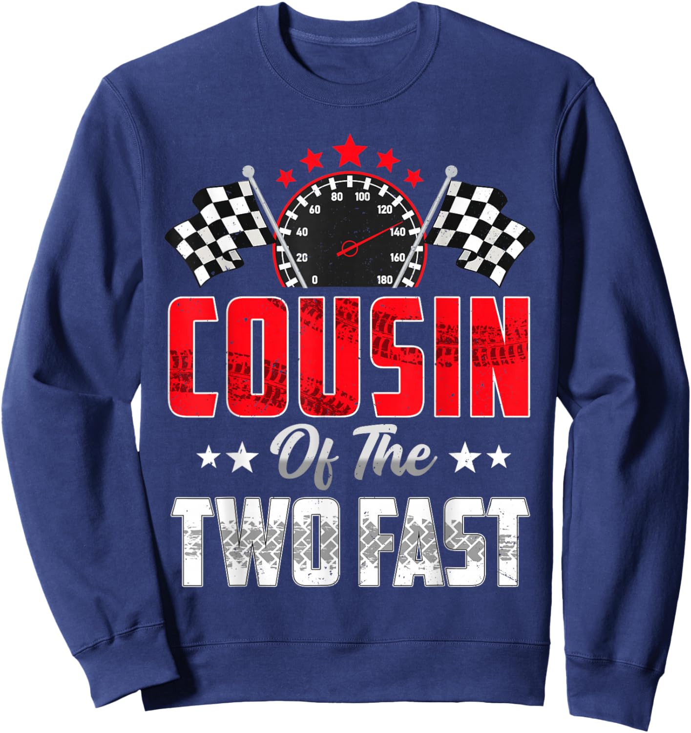 Cousin of The Two Fast 2nd Birthday Racing Car Family Sweatshirt - Sweatshirt | Navy