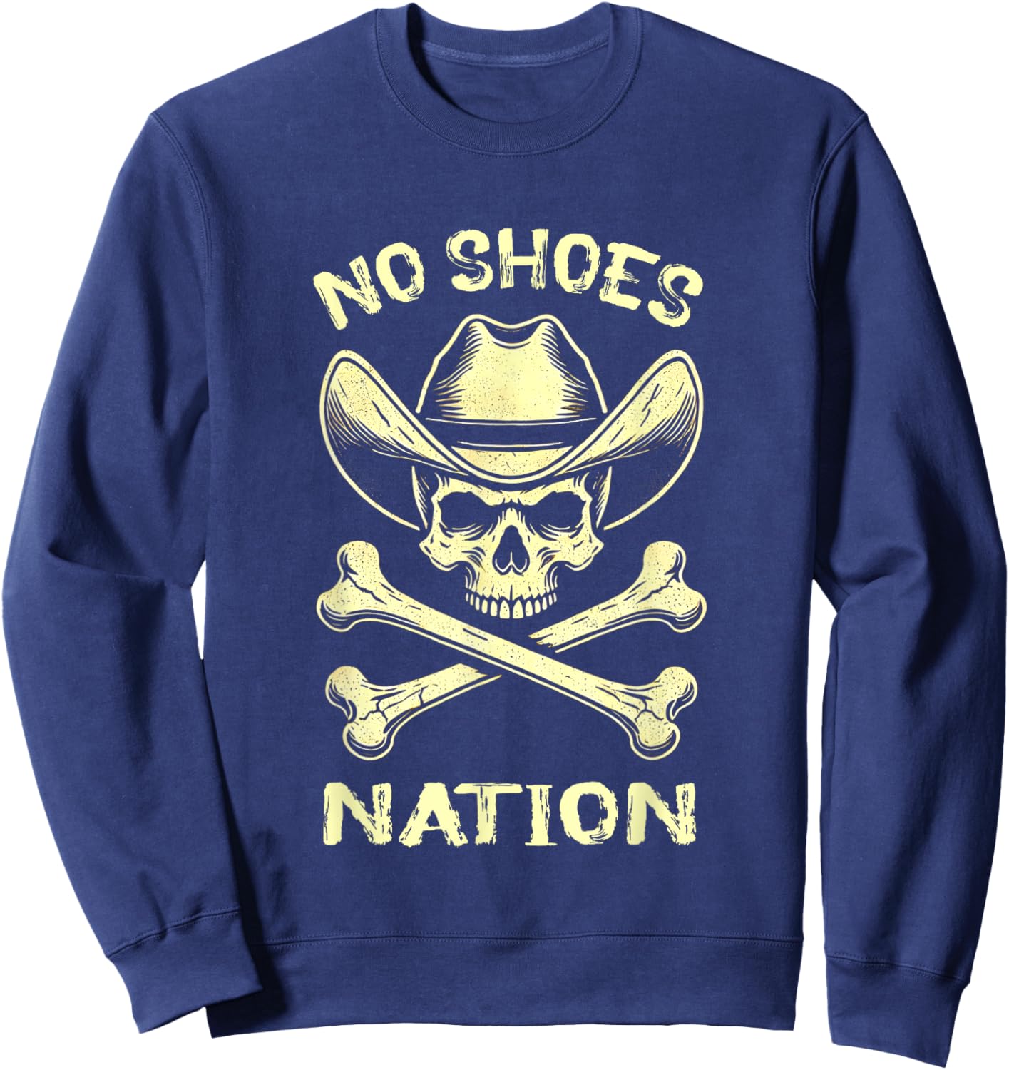No Shoes No Nation Funny Skull Saying Shoes Sweatshirt - Sweatshirt | Navy