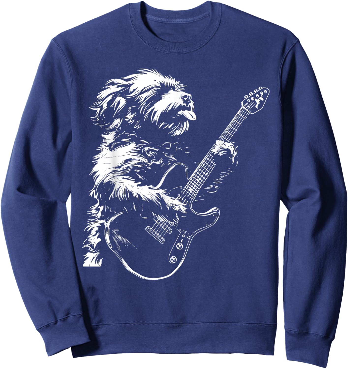 Dog Guitarist Guitar - Cavapoo Dad Mom Men Women Sweatshirt - Sweatshirt | Navy