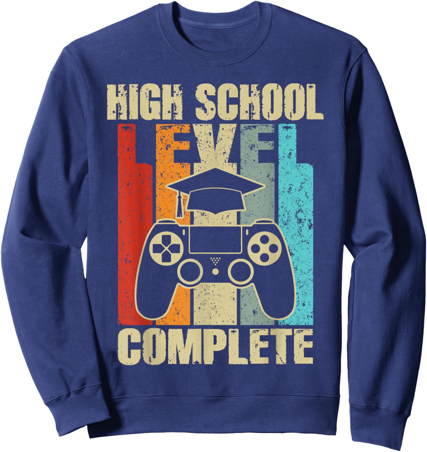 High School Level Complete Last Day Of School Boys Kids Sweatshirt - Sweatshirt | Navy