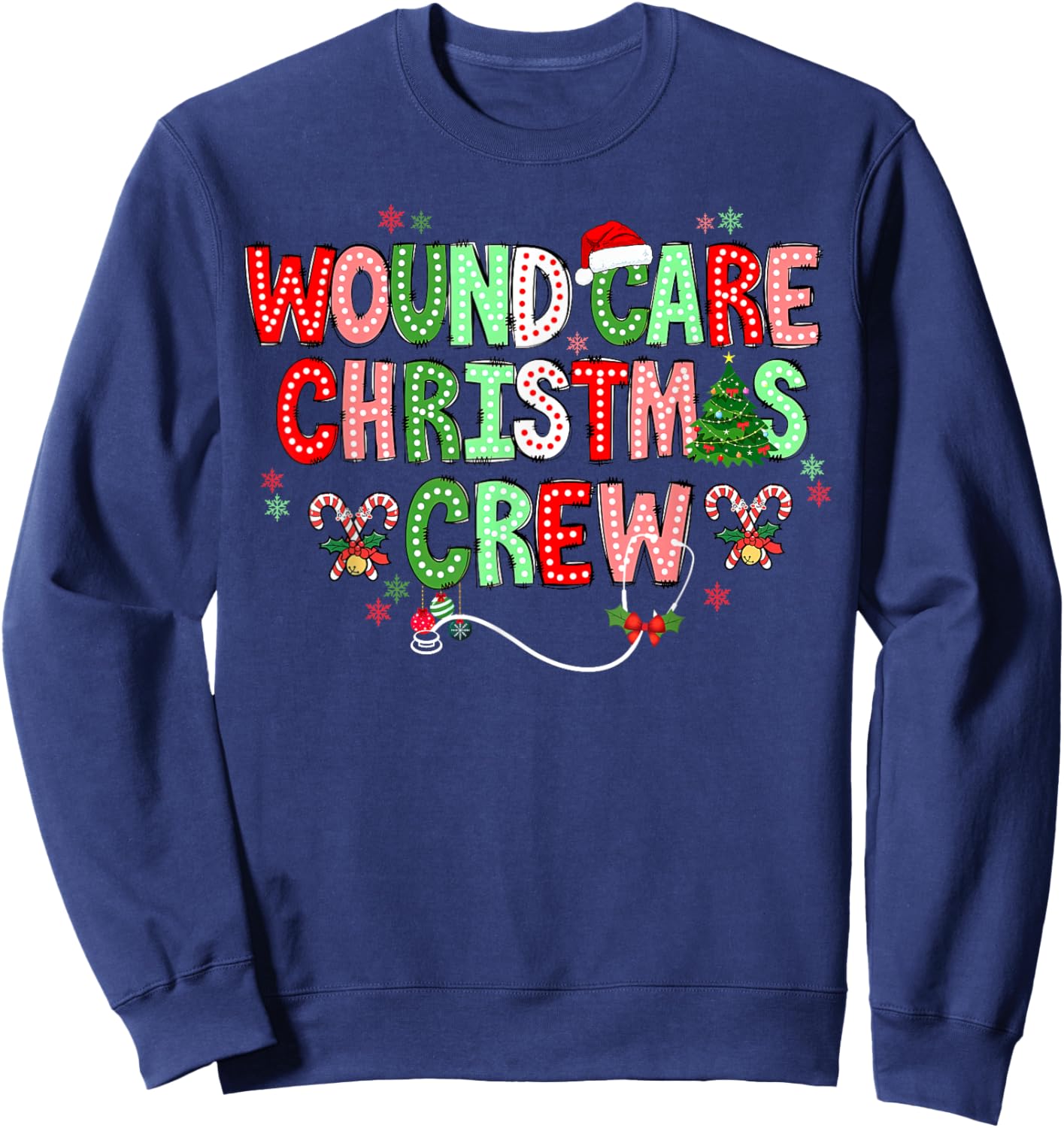 Christmas Wound Care Nurse Crew Wound Nursing NP RN Xmas Sweatshirt - Sweatshirt | Navy