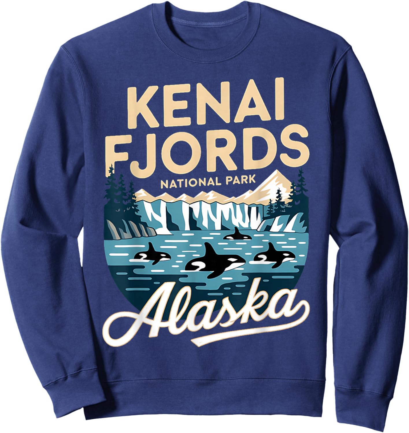 Explore Whale Orca Kenai Fjords National Park Alaska Sweatshirt - Sweatshirt | Navy