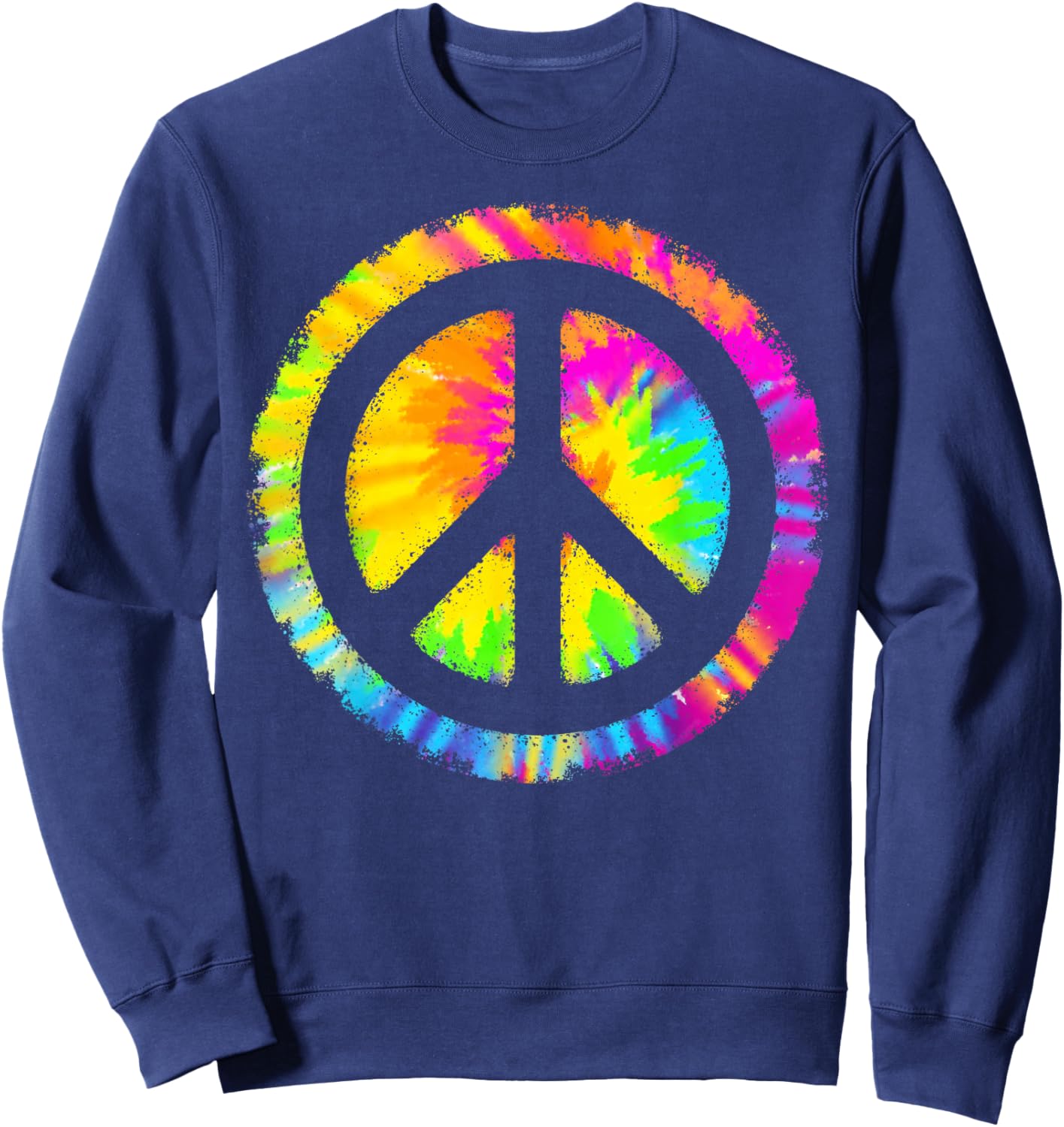 Tie-Dye Peace Sign Hippie Sweatshirt - Sweatshirt | Navy