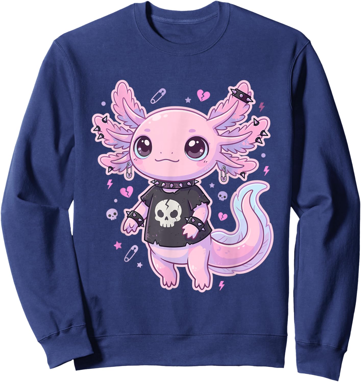 Cute Goth Axolotl Pastel Kawaii Emo Axolotl Punk Women Girls Sweatshirt - Sweatshirt | Navy