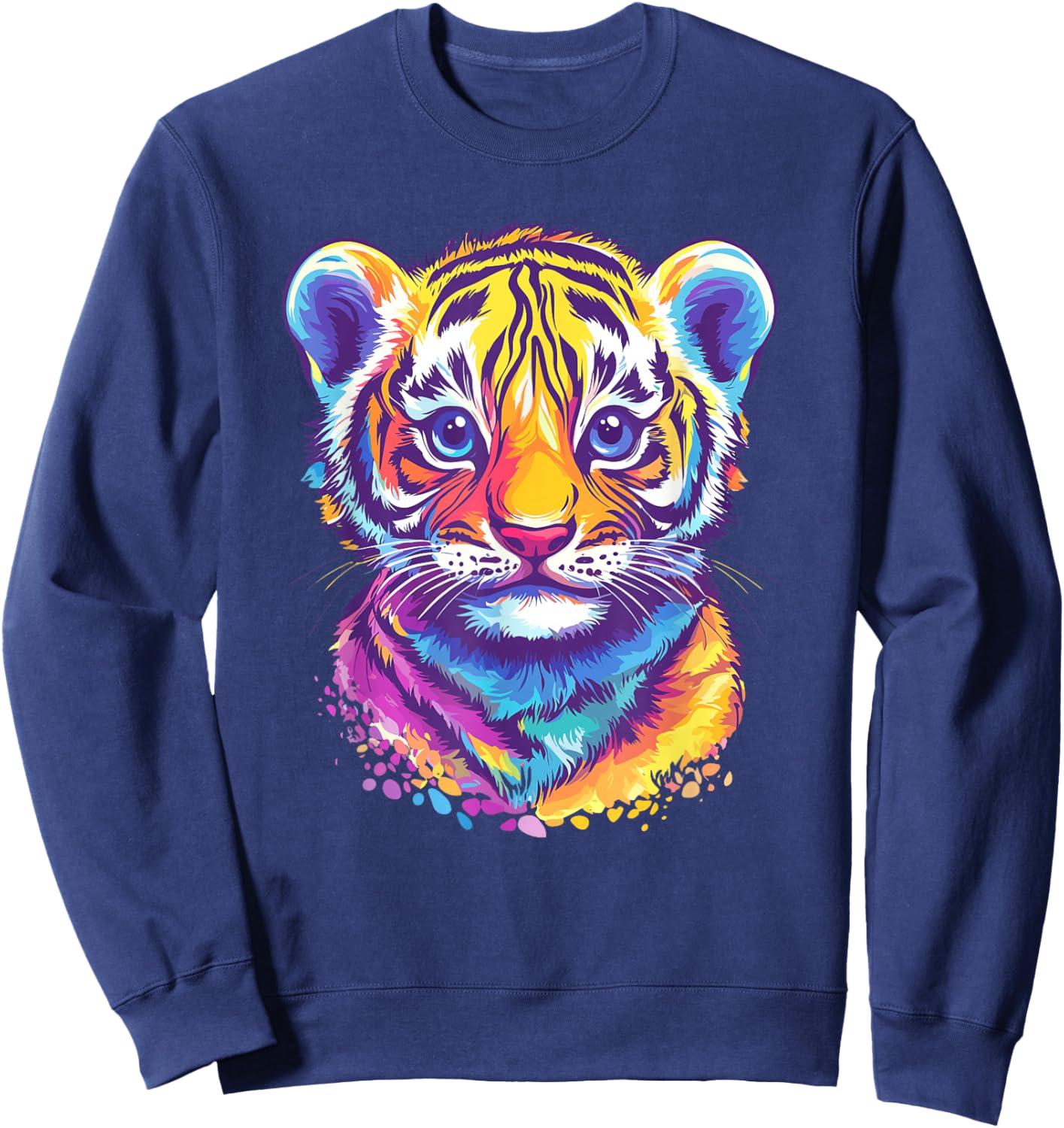 Colorful Tiger Cub Vibrant Colors Sweatshirt - Sweatshirt | Navy