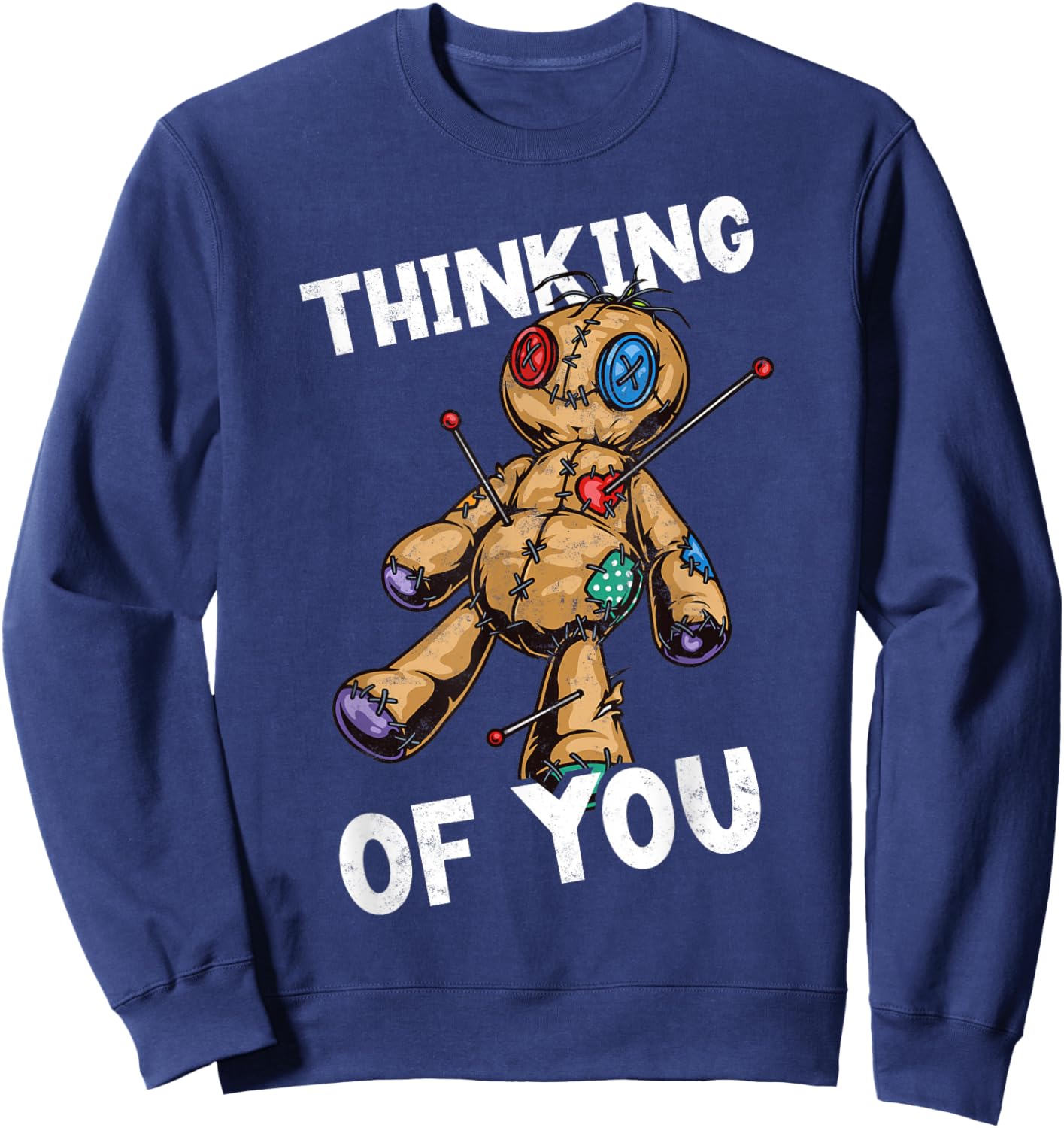 Funny Voodoo Doll Thinking of You Lazy Halloween Costume Sweatshirt - Sweatshirt | Navy