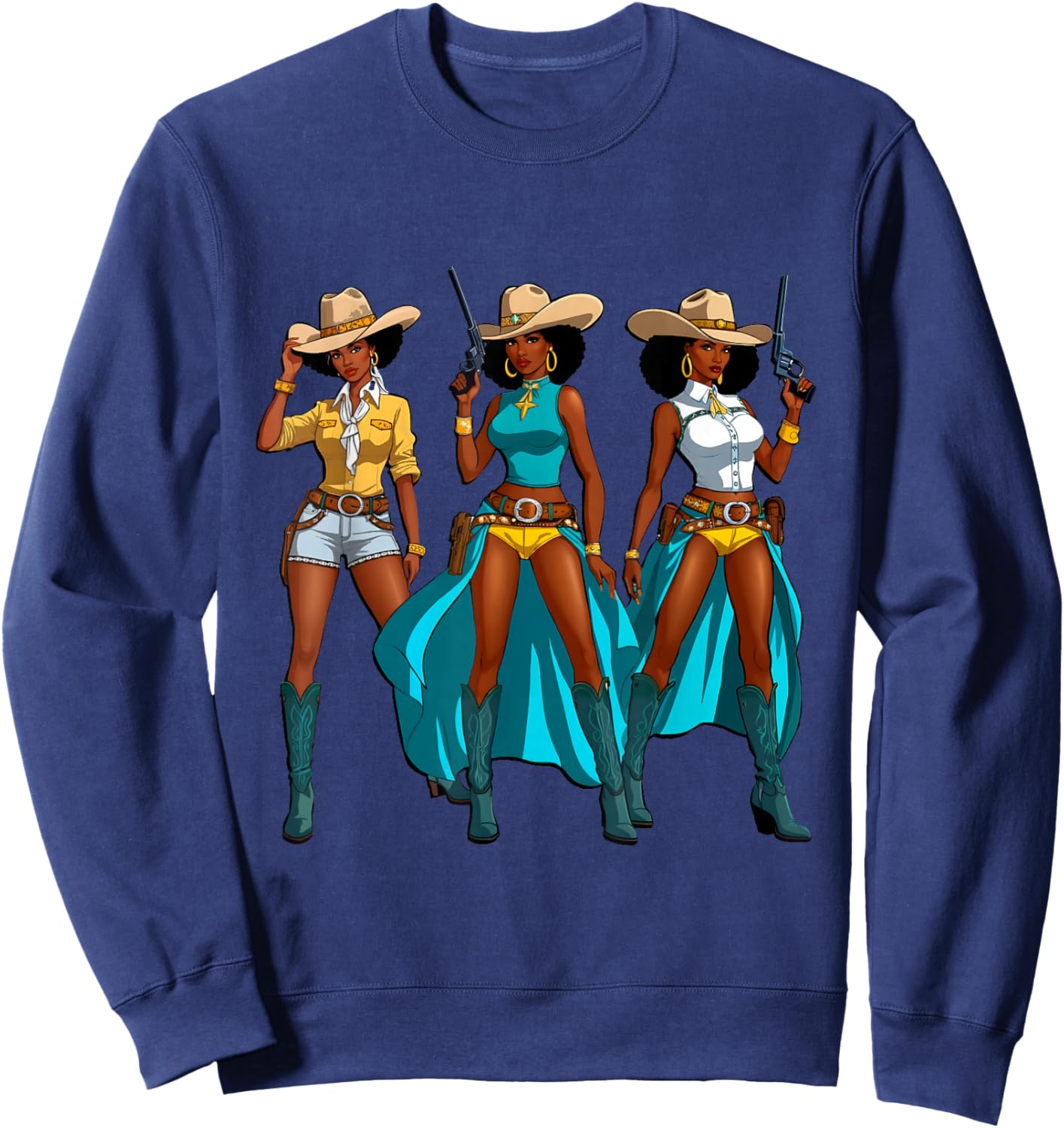 Cowgirl Western Rodeo Black Girls Juneteenth Melanin Women Sweatshirt - Sweatshirt | Navy