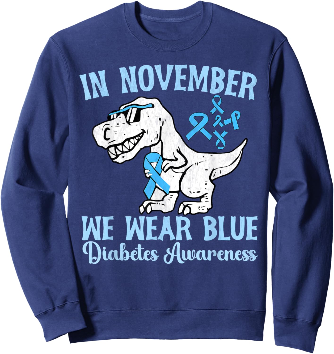 In November We Wear Blue Diabetes Awareness Toddler Kids boy Sweatshirt - Sweatshirt | Navy