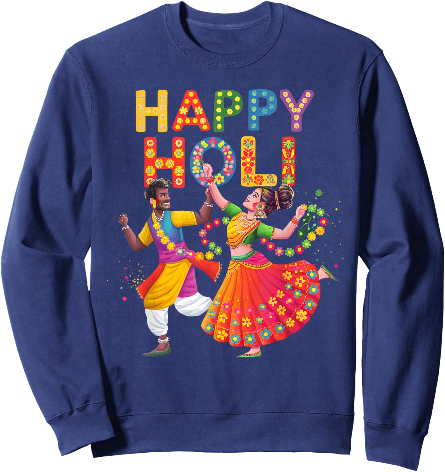 Happy Holi Funny Festival Colors India Hindu Kids Women Sweatshirt - Sweatshirt | Navy