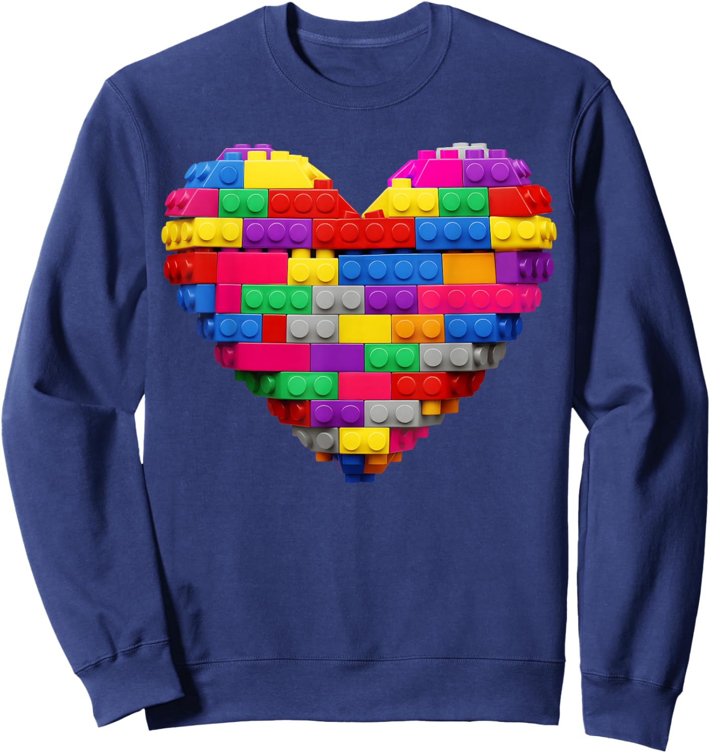 Valentines Heart Brick Builder Block Building Master Builder Sweatshirt - Sweatshirt | Navy