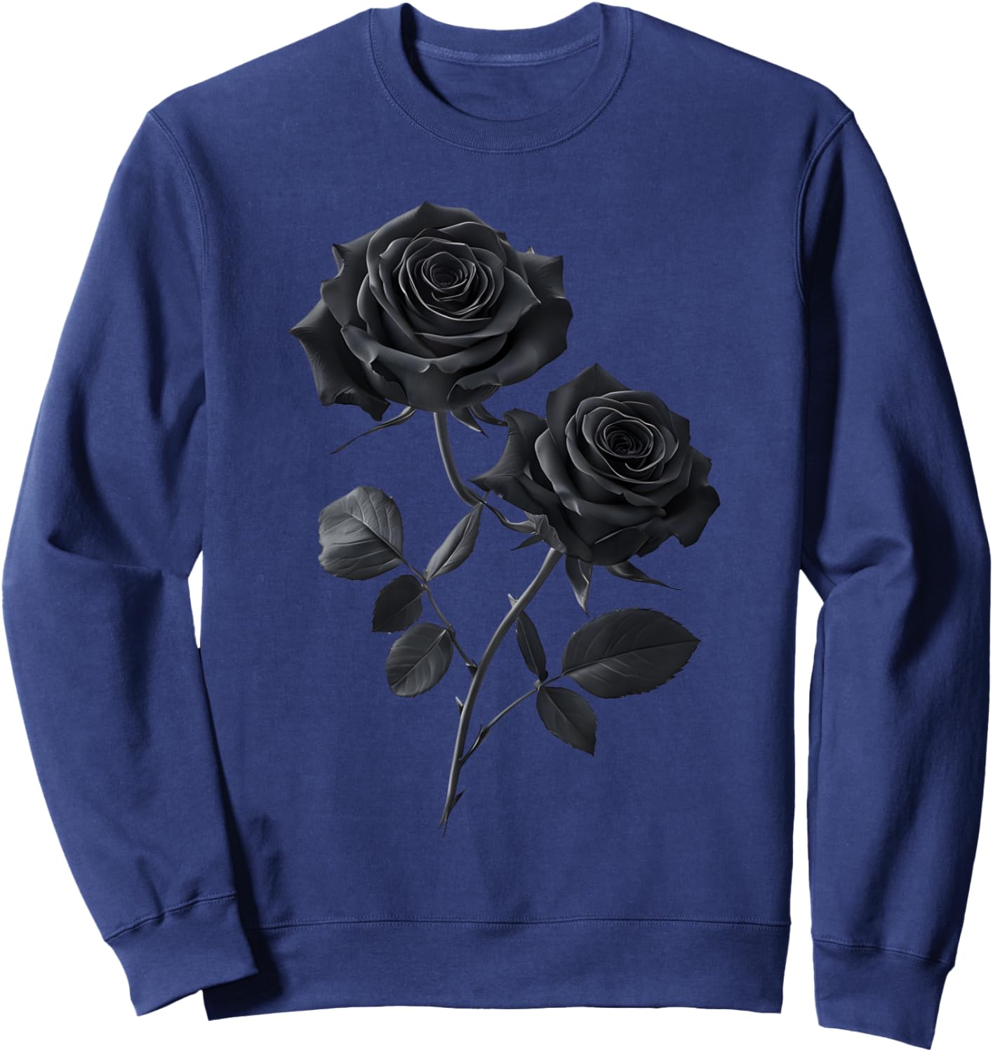 Beautiful Black Roses Flower Couple Sweatshirt - Sweatshirt | Navy
