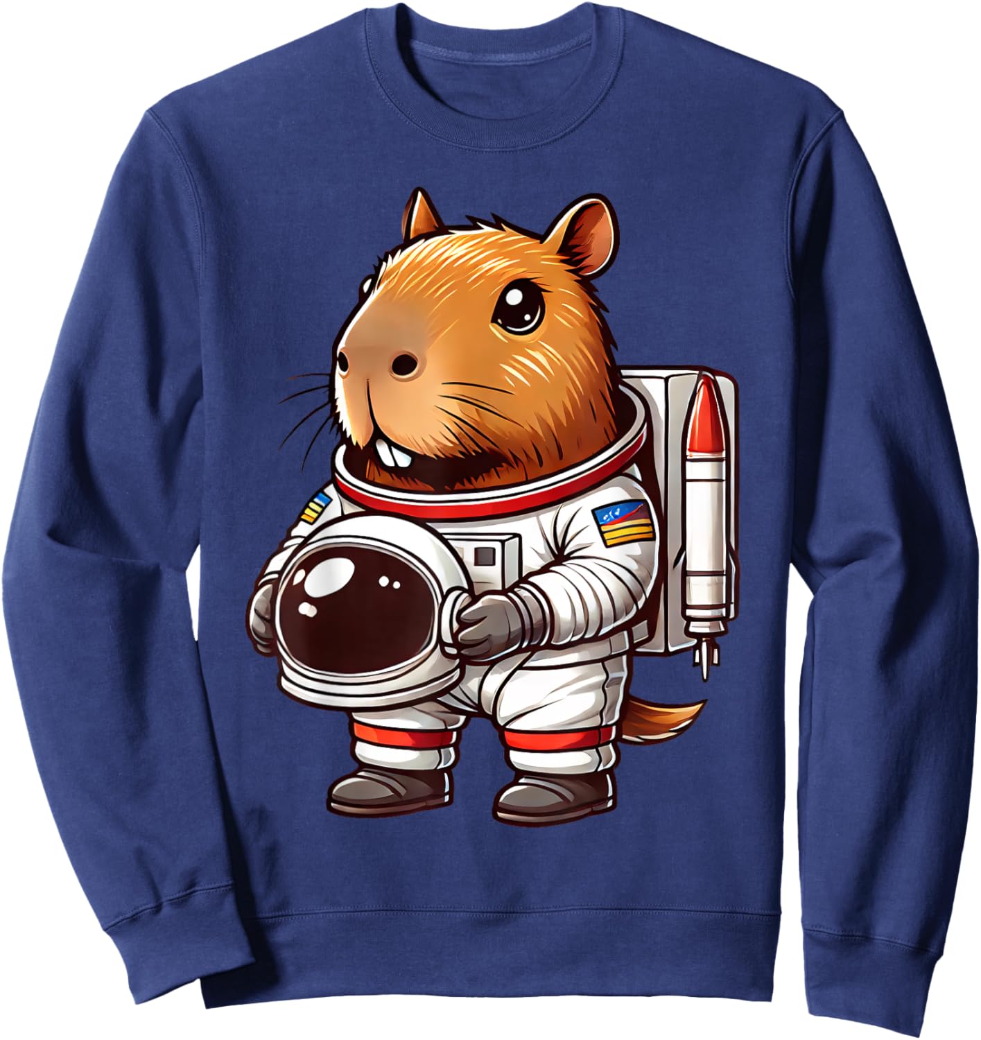Funny Capybara Astronaut Space Men Women Kids Sweatshirt - Sweatshirt | Navy