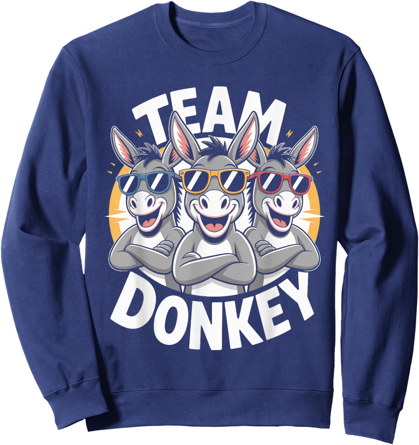 Donkey Team Funny Cartoon HEE-Haw Farm Birthday Party Sweatshirt - Sweatshirt | Navy