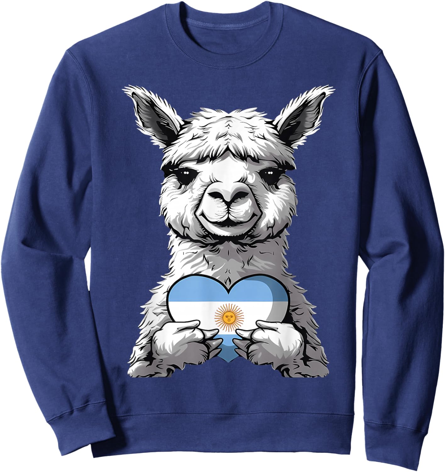 Argentina Pride Llama Argentinian Flag Alpaca Sweatshirt - Sweatshirt | Navy