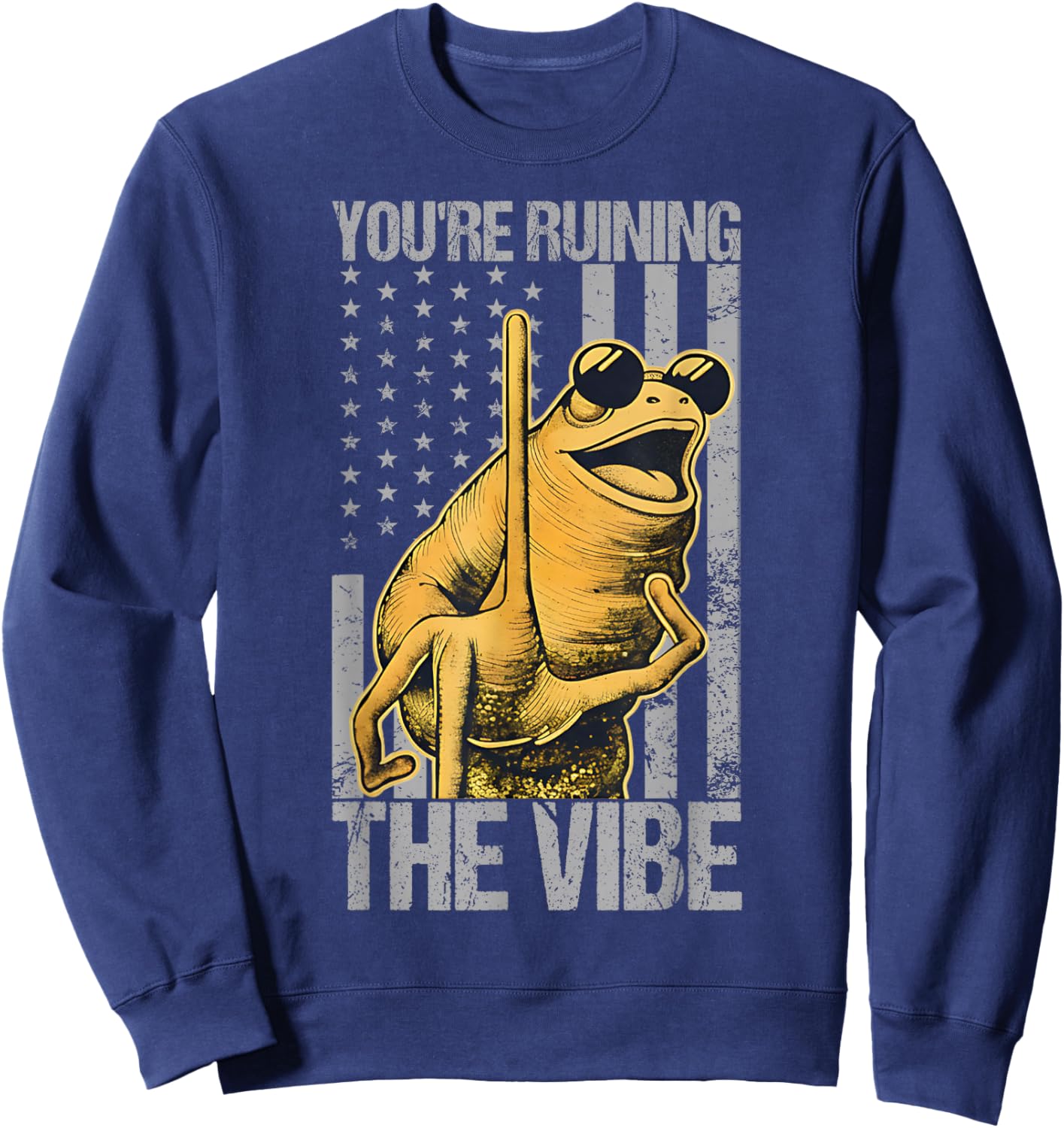 Funny Marcus The Worm You're Ruining The Vibe American Flag Sweatshirt - Sweatshirt | Navy
