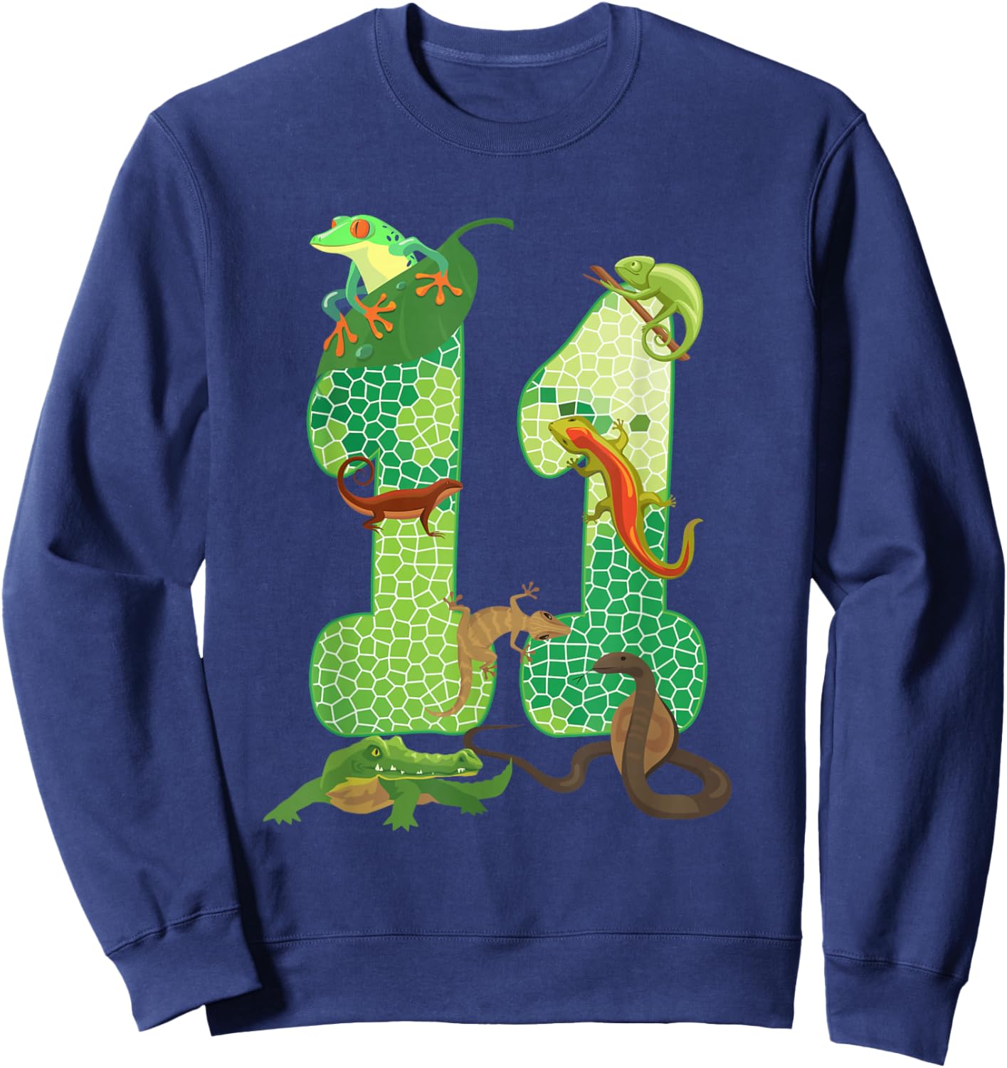 11th Birthday Reptile Themed 11 Year Old Birthday Party Sweatshirt - Sweatshirt | Navy