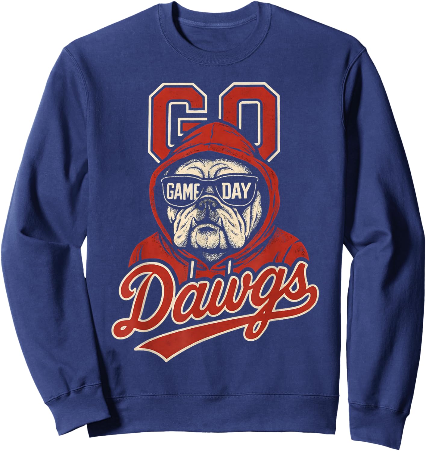 Bulldogs Graphic Go Dawg Men Women Kid Boy Girl Sweatshirt - Sweatshirt | Navy