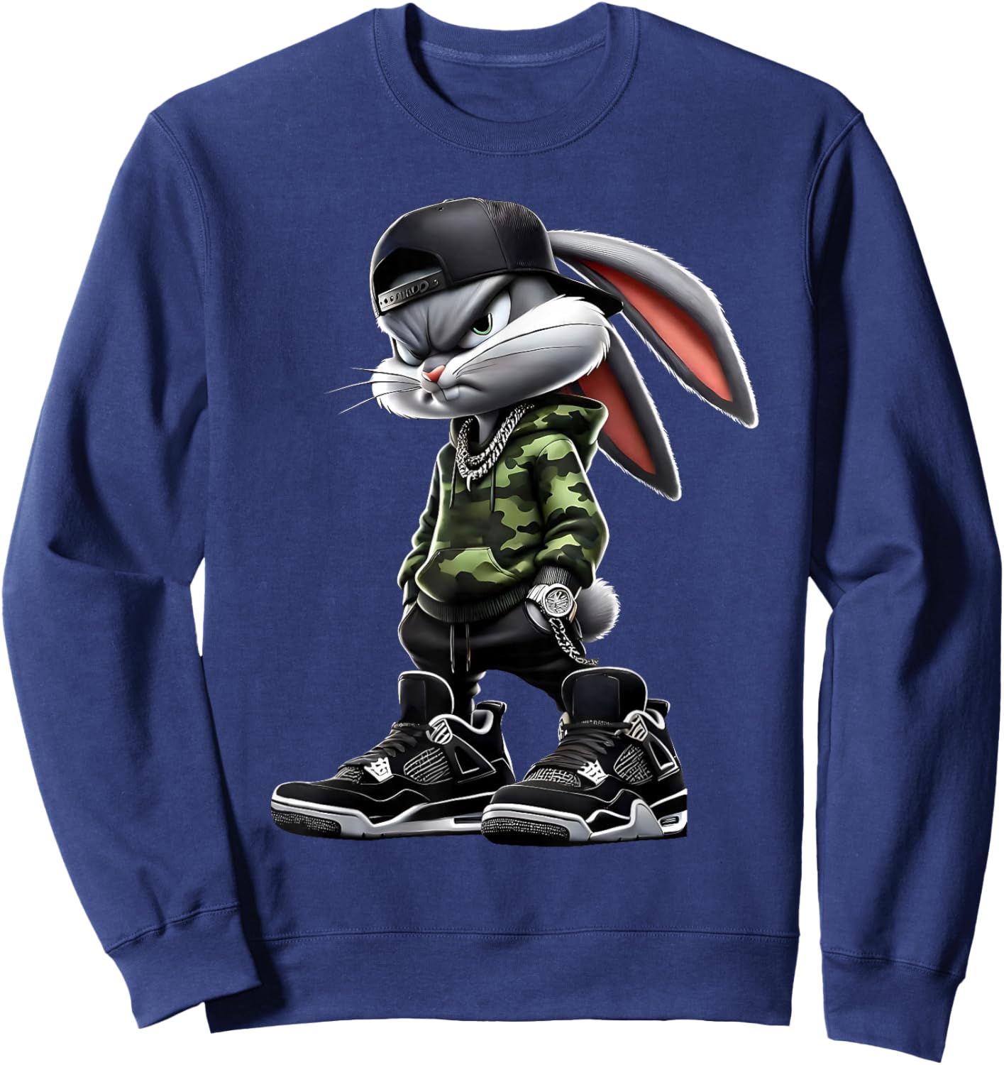 Cool Funny Bunny Rabbit Lovers Happy Easter Retro Trendy Sweatshirt - Sweatshirt | Navy
