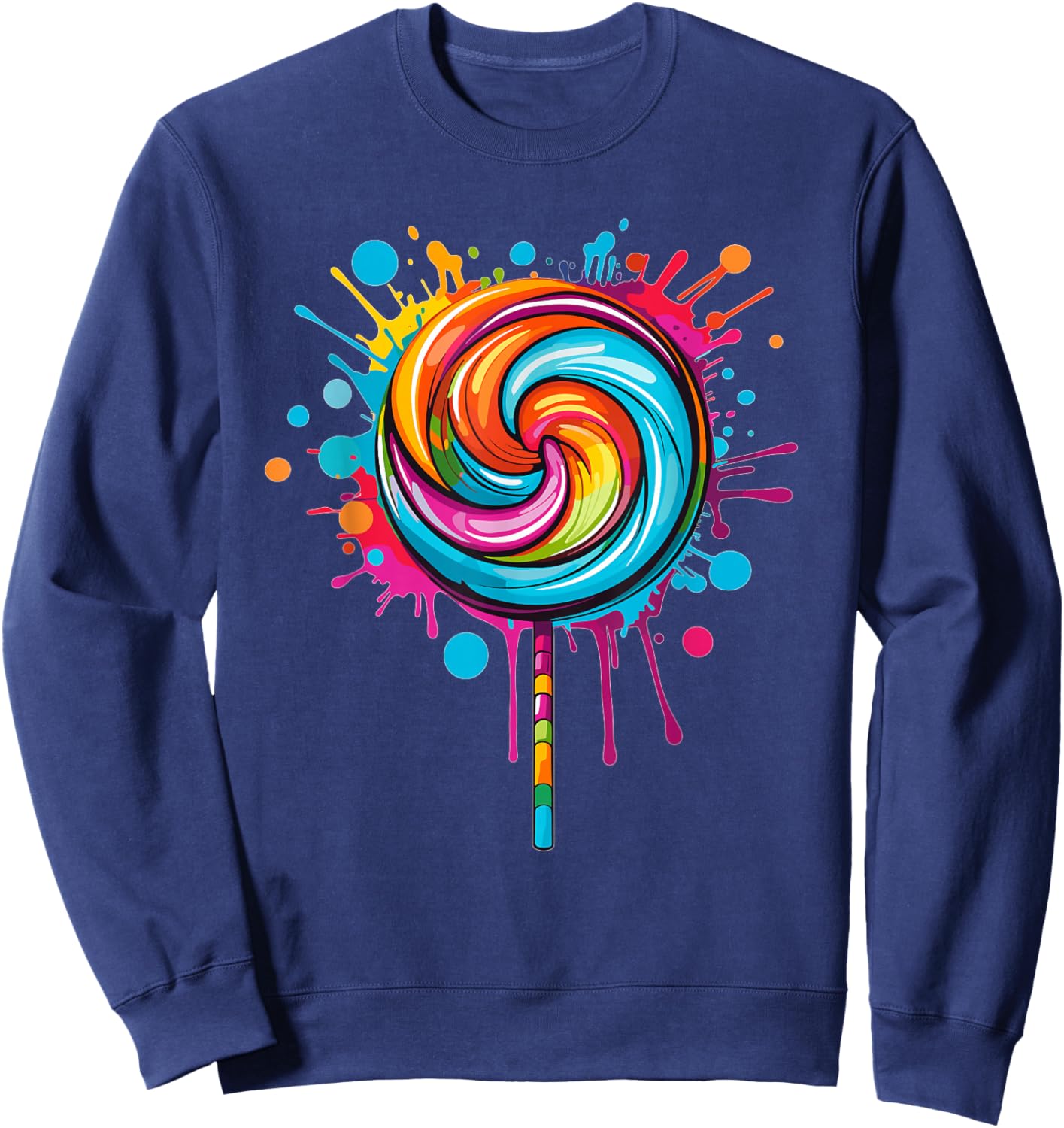 Vibrant Lollipop Swirl Colour Explosion Sweatshirt - Sweatshirt | Navy