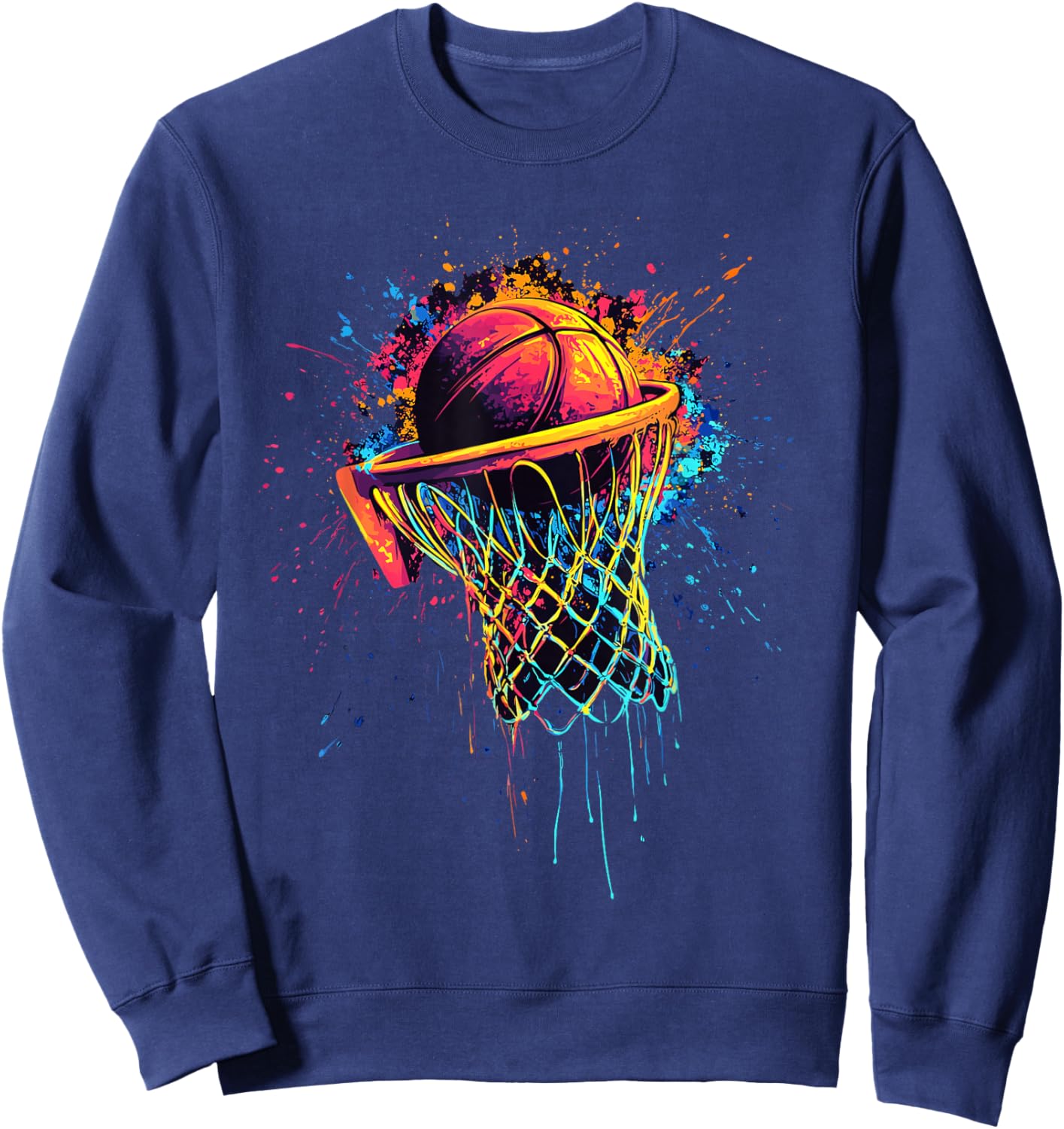 Colorful Basketball Tie Dye Color,Splash Basketball Hoop Net Sweatshirt - Sweatshirt | Navy